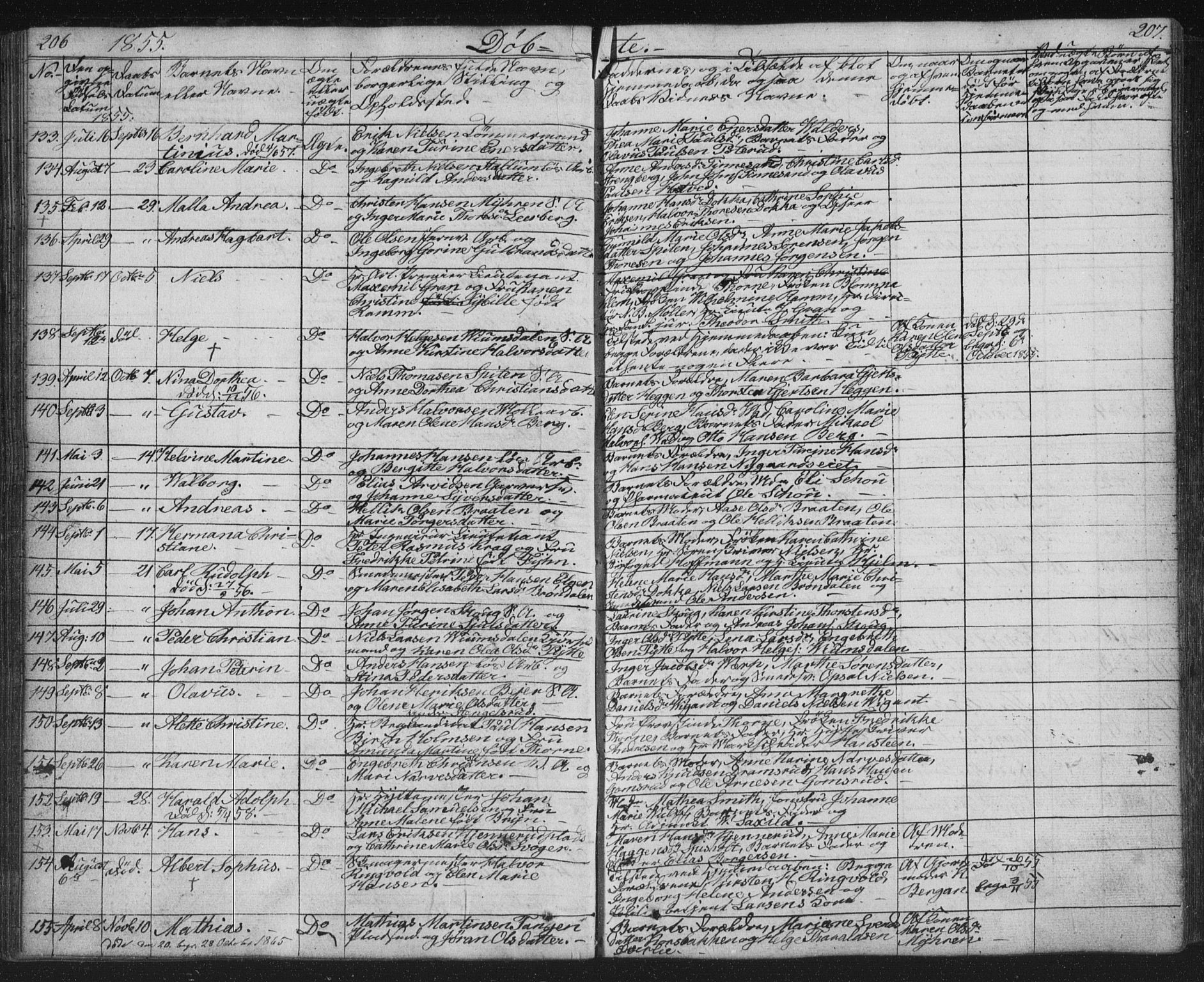 Kongsberg kirkebøker, SAKO/A-22/G/Ga/L0002: Parish register (copy) no. 2, 1839-1858, p. 206-207