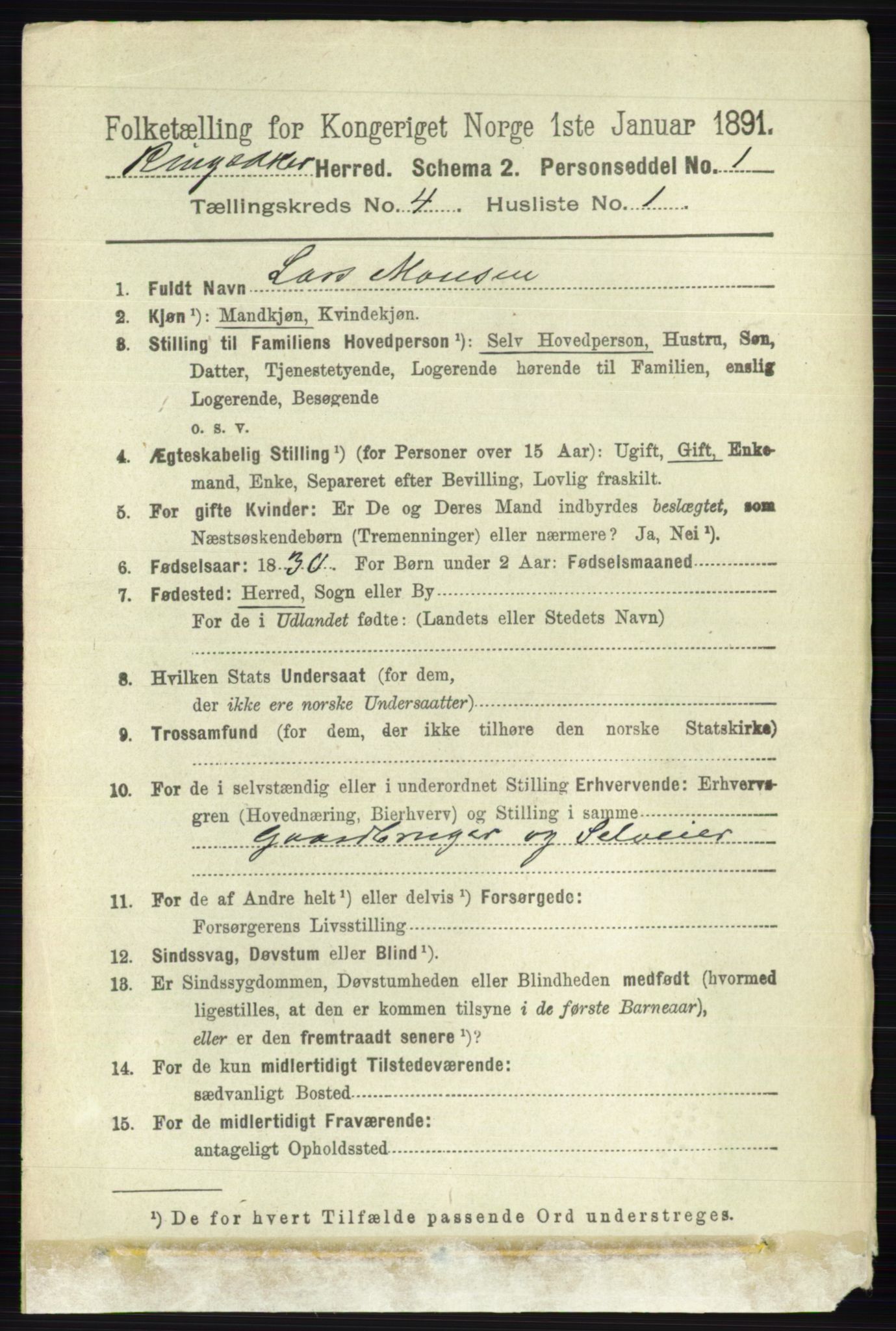 RA, 1891 census for 0412 Ringsaker, 1891, p. 1775