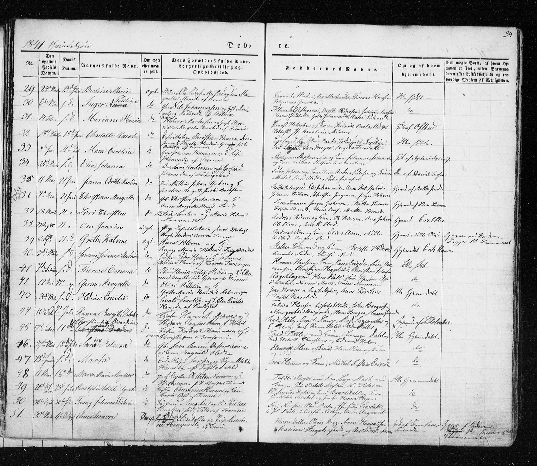 Tromsø sokneprestkontor/stiftsprosti/domprosti, SATØ/S-1343/G/Ga/L0009kirke: Parish register (official) no. 9, 1837-1847, p. 34