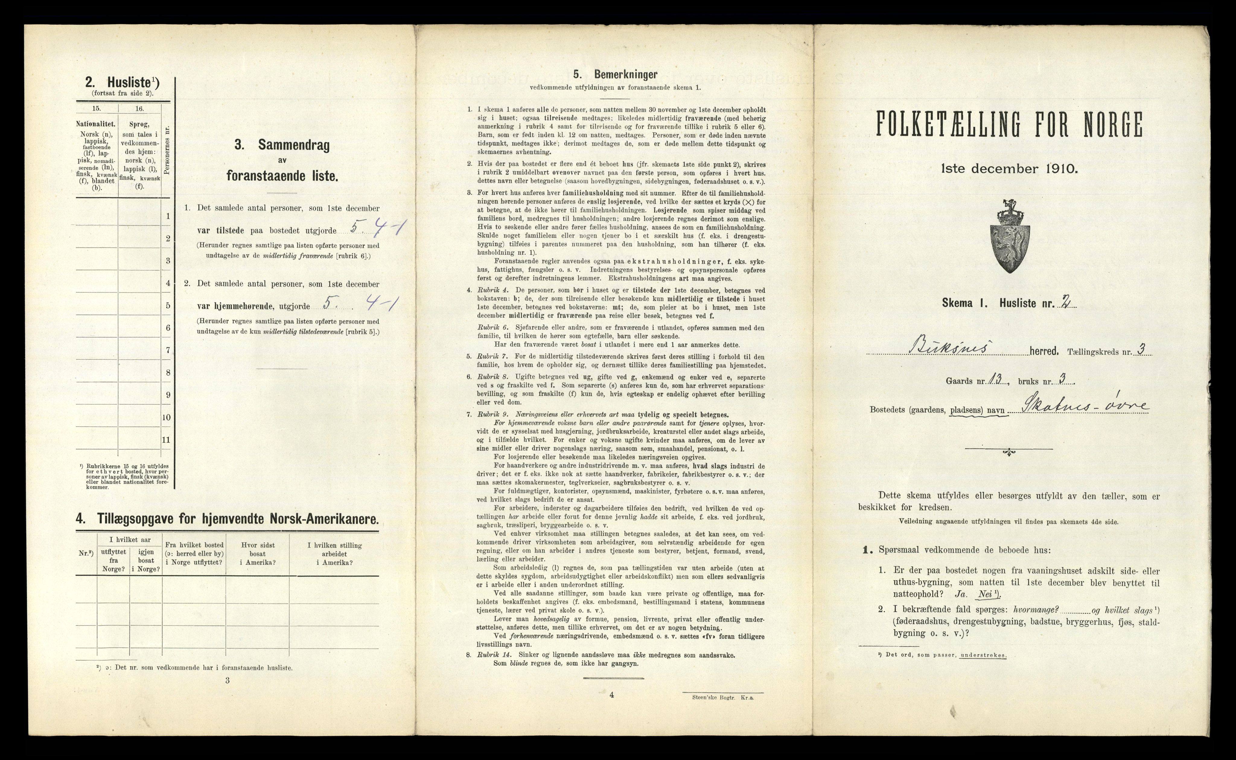 RA, 1910 census for Buksnes, 1910, p. 406
