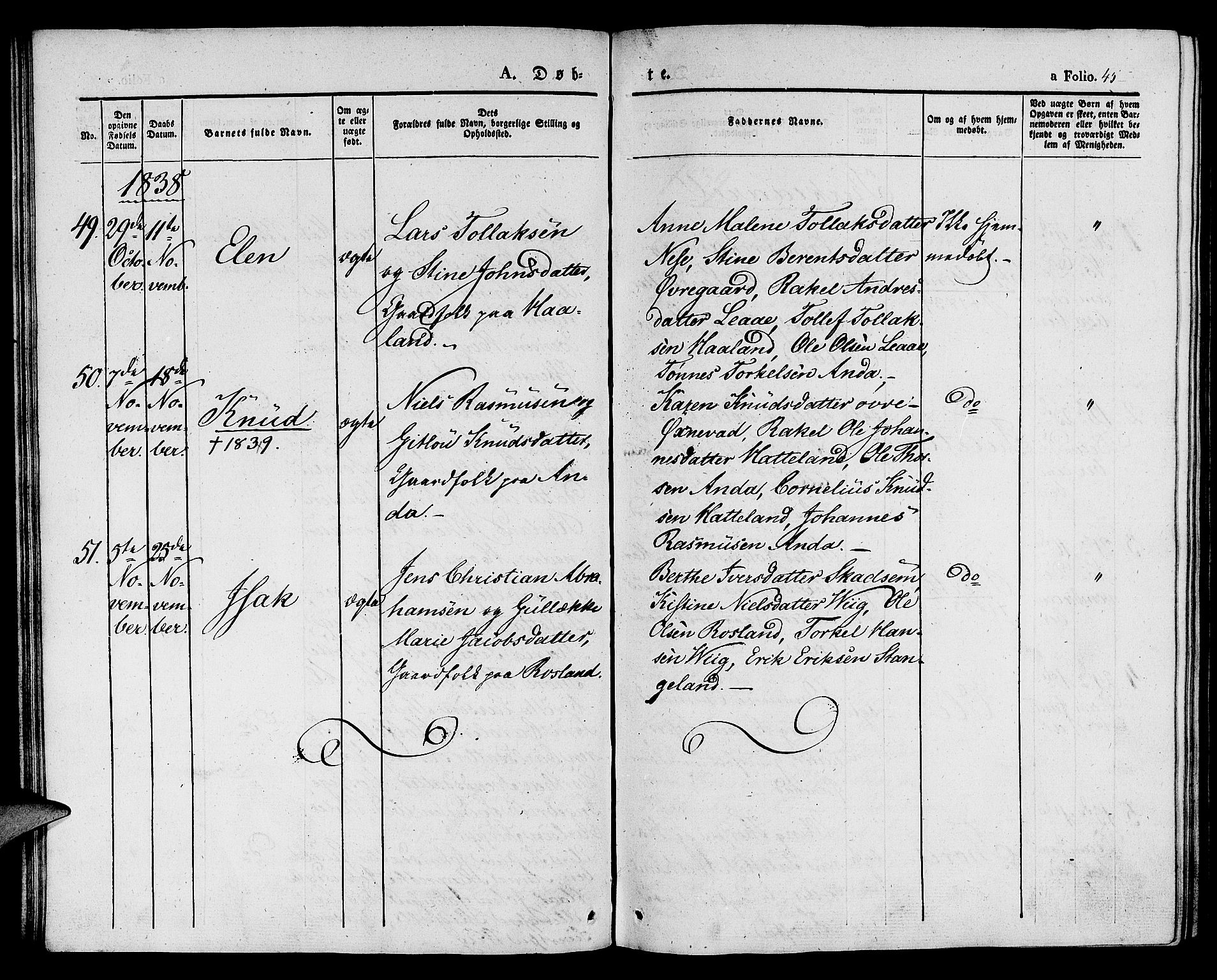 Klepp sokneprestkontor, SAST/A-101803/001/3/30BA/L0003: Parish register (official) no. A 3, 1833-1842, p. 45