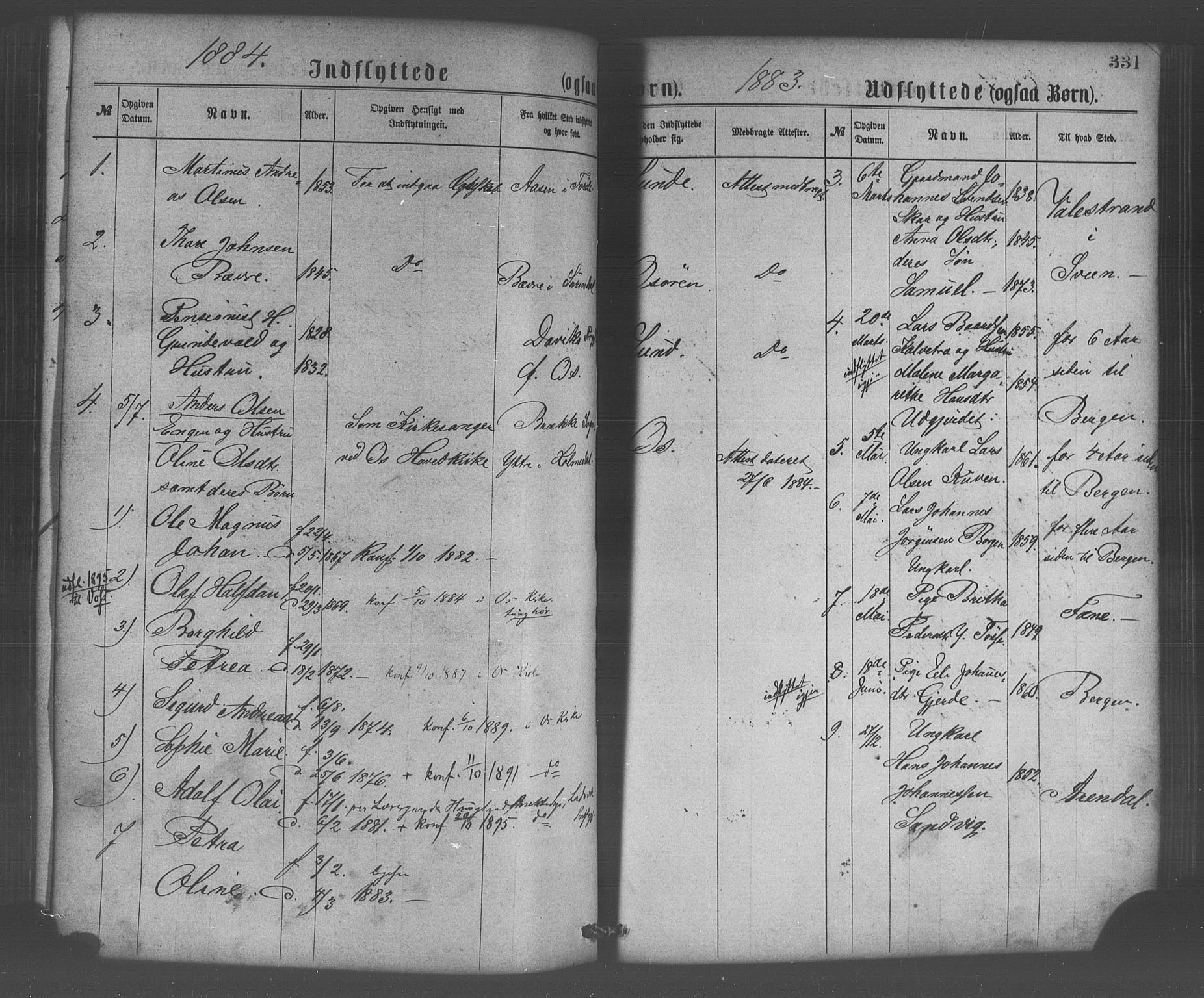 Os sokneprestembete, SAB/A-99929: Parish register (official) no. A 18, 1874-1884, p. 331