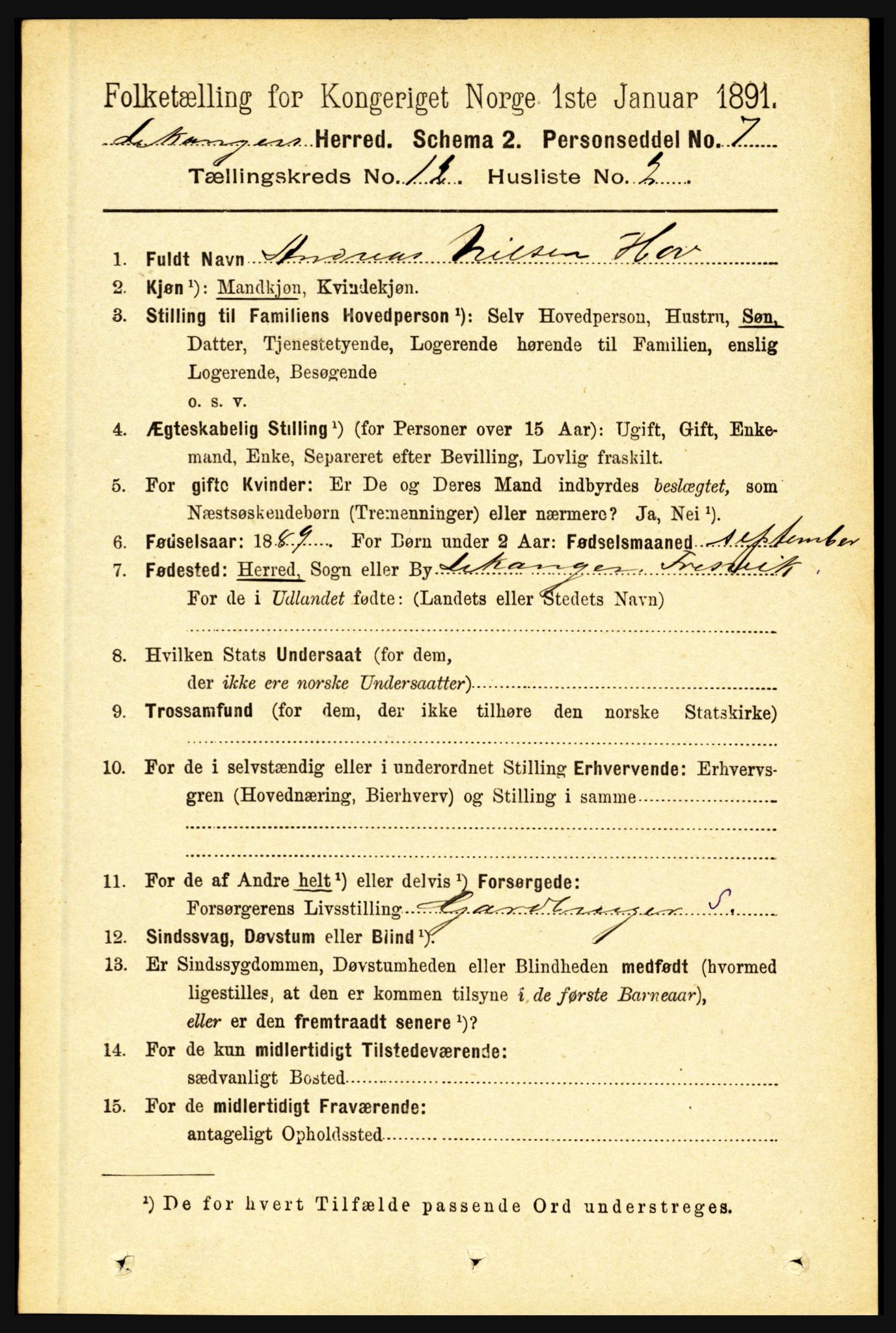 RA, 1891 census for 1419 Leikanger, 1891, p. 2350