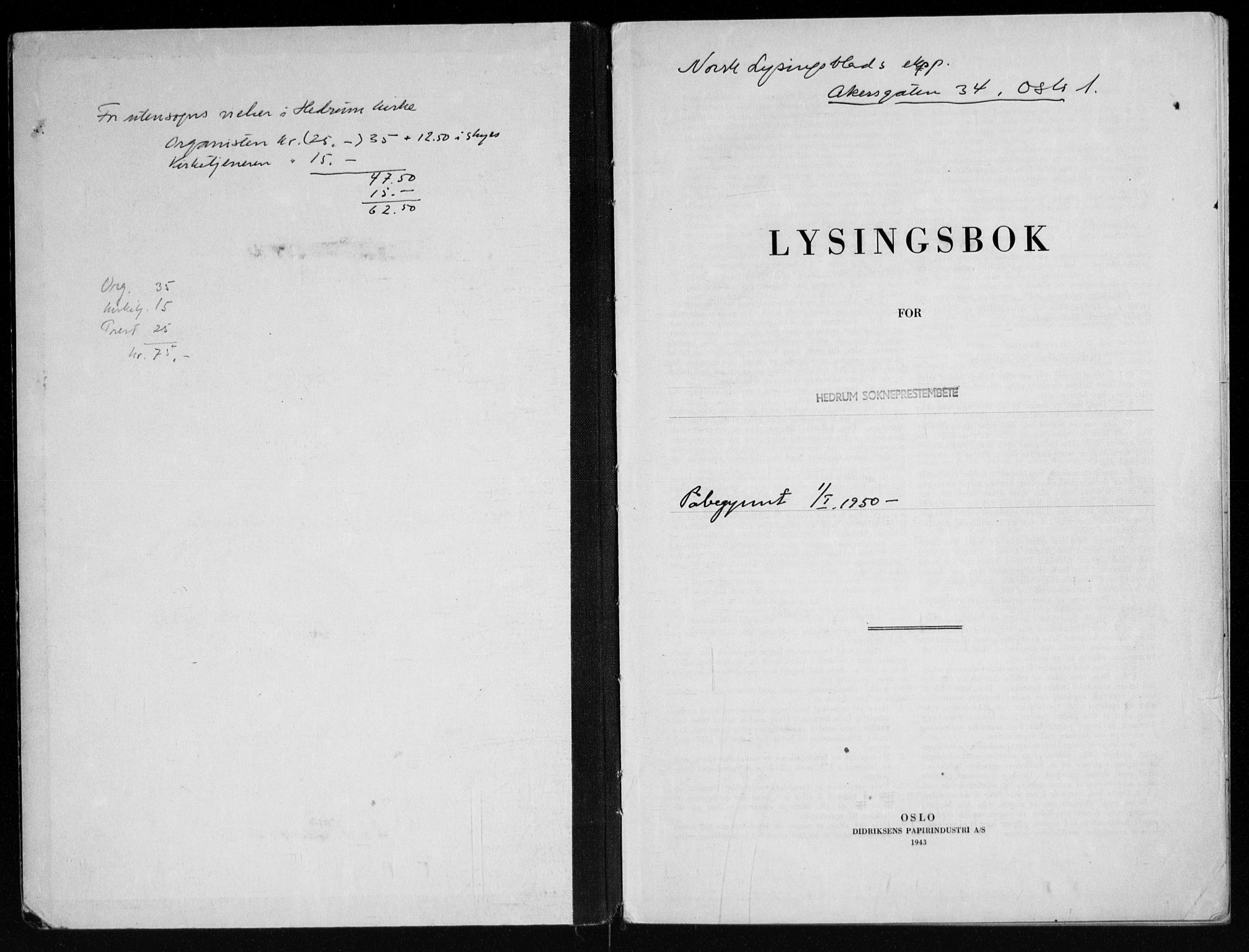 Hedrum kirkebøker, AV/SAKO-A-344/H/Ha/L0002: Banns register no. 2, 1950-1972