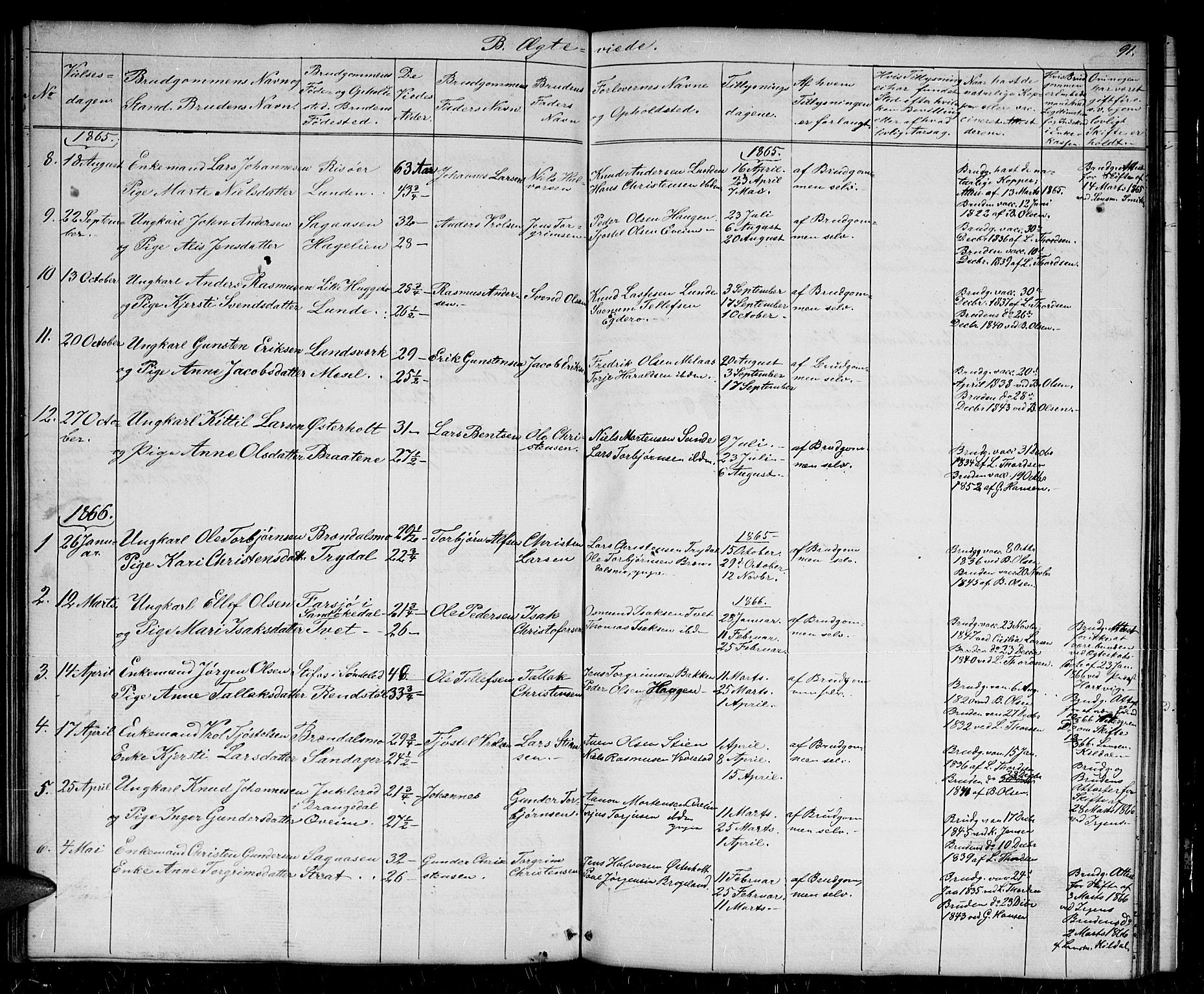 Gjerstad sokneprestkontor, AV/SAK-1111-0014/F/Fb/Fba/L0005: Parish register (copy) no. B 5, 1853-1867, p. 91