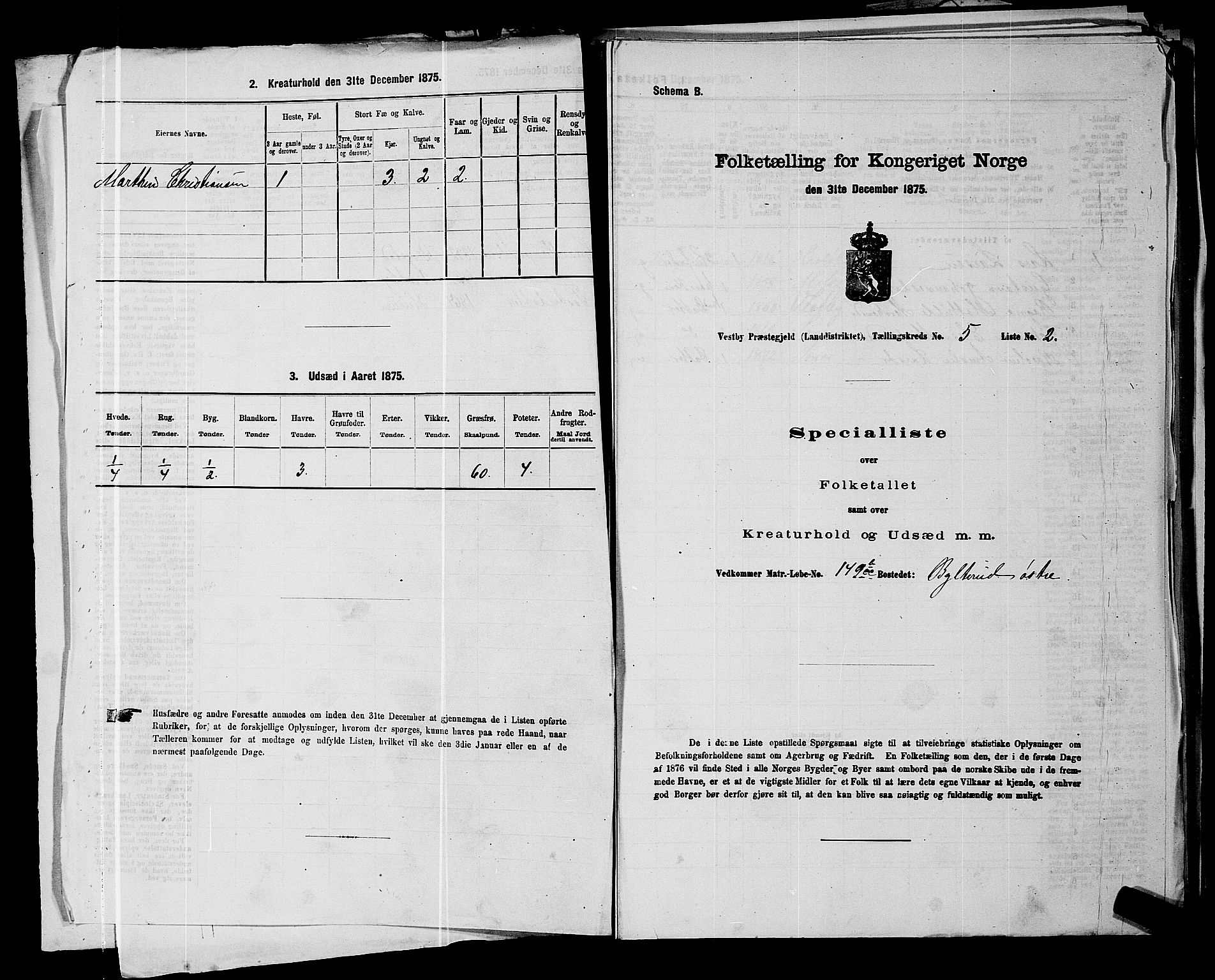 RA, 1875 census for 0211L Vestby/Vestby, Garder og Såner, 1875, p. 703