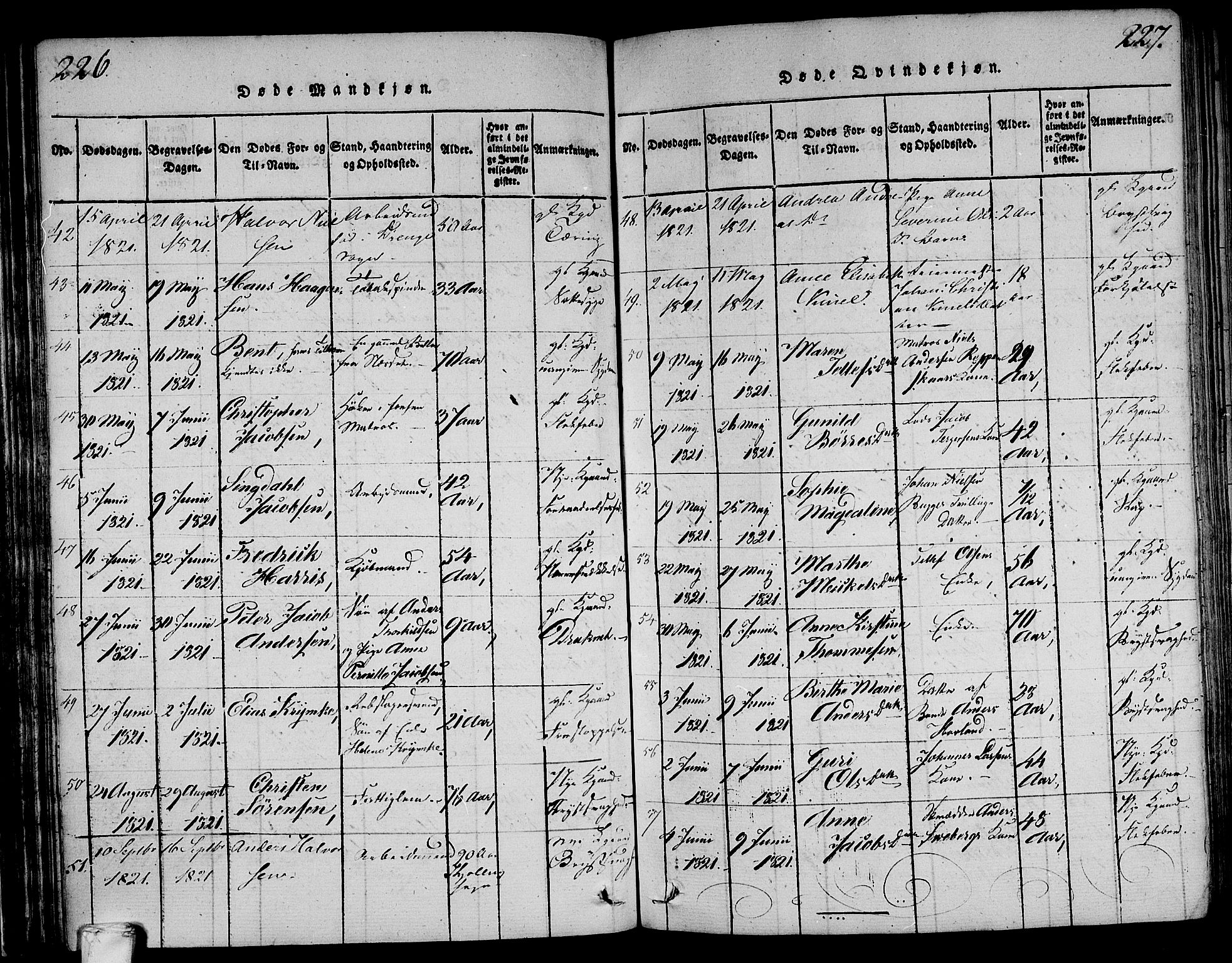 Larvik kirkebøker, AV/SAKO-A-352/F/Fa/L0001: Parish register (official) no. I 1, 1814-1825, p. 226-227