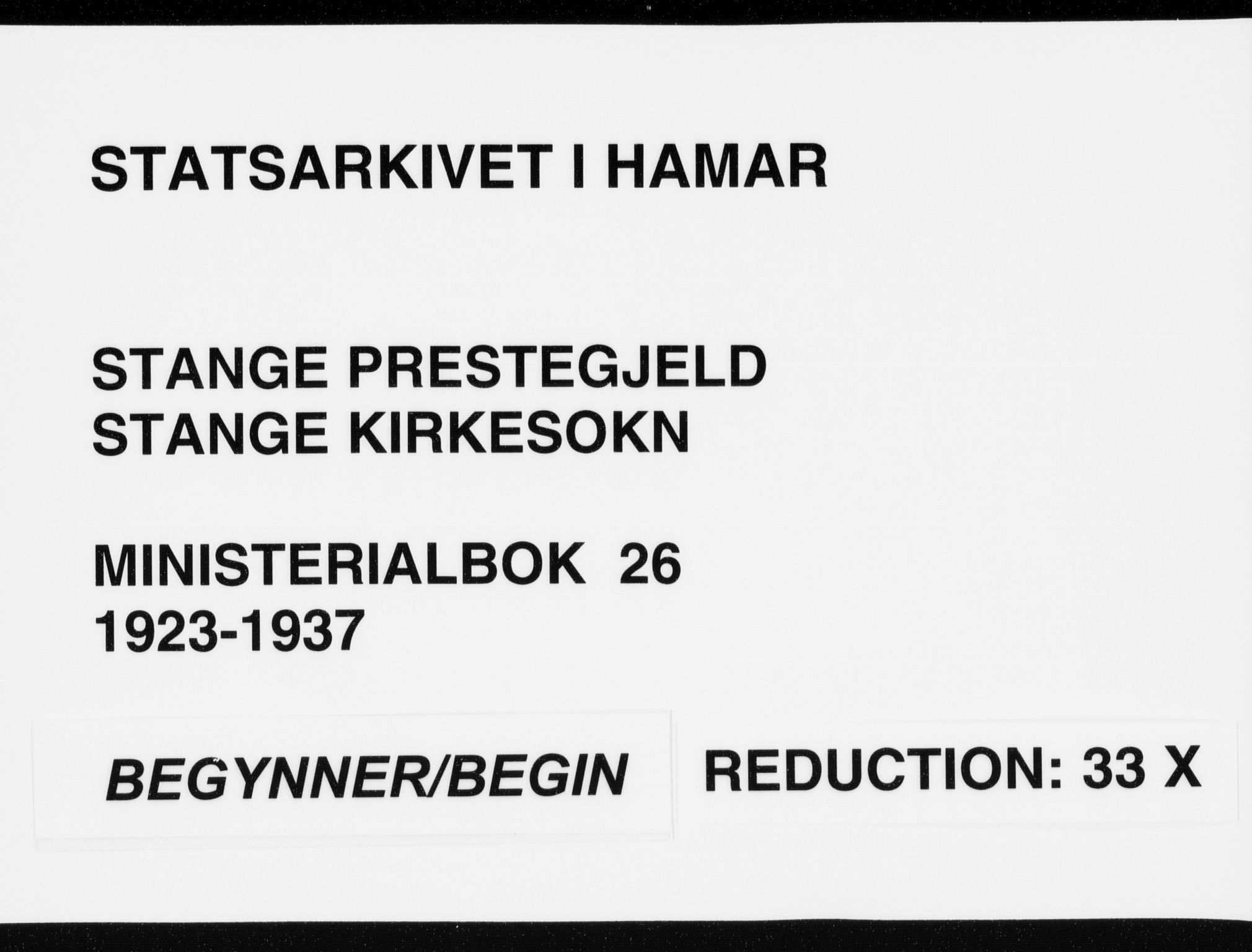 Stange prestekontor, SAH/PREST-002/K/L0026: Parish register (official) no. 26, 1923-1937