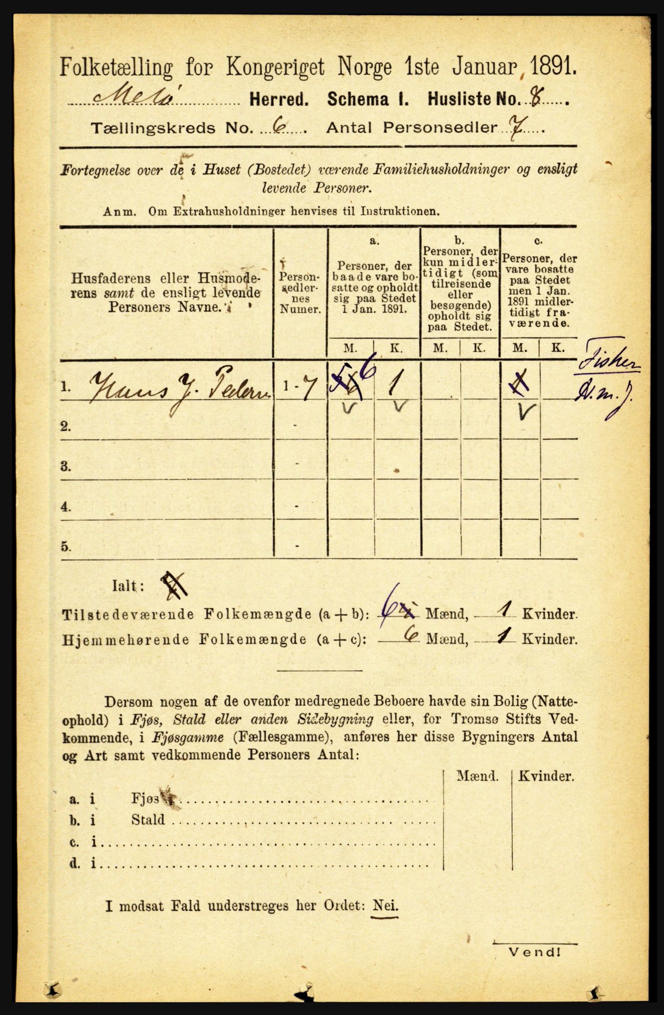 RA, 1891 census for 1837 Meløy, 1891, p. 2066