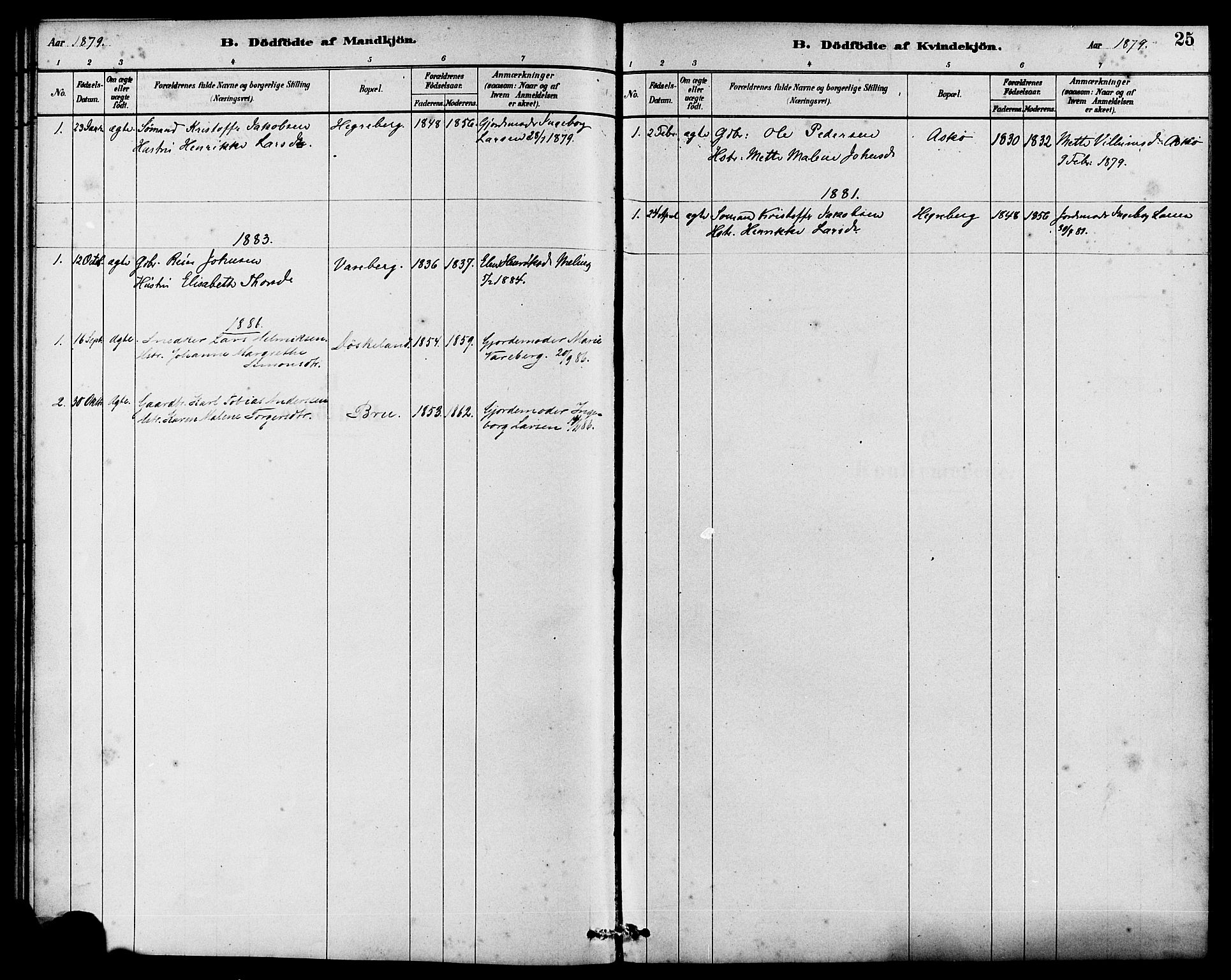 Rennesøy sokneprestkontor, AV/SAST-A -101827/H/Ha/Haa/L0009: Parish register (official) no. A 9, 1878-1890, p. 25