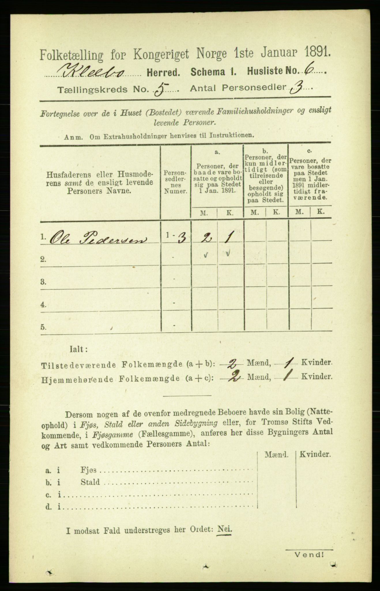 RA, 1891 census for 1662 Klæbu, 1891, p. 1016