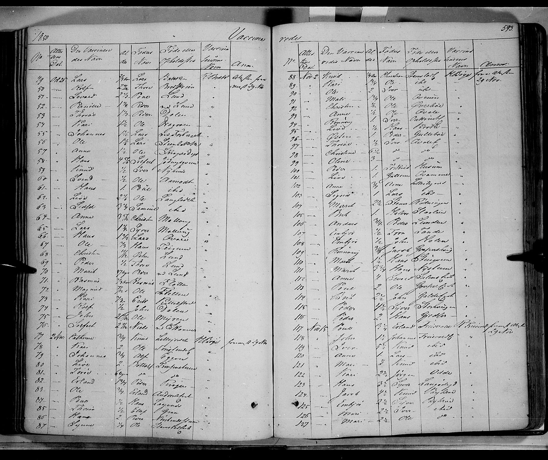 Lom prestekontor, SAH/PREST-070/K/L0006: Parish register (official) no. 6B, 1837-1863, p. 593