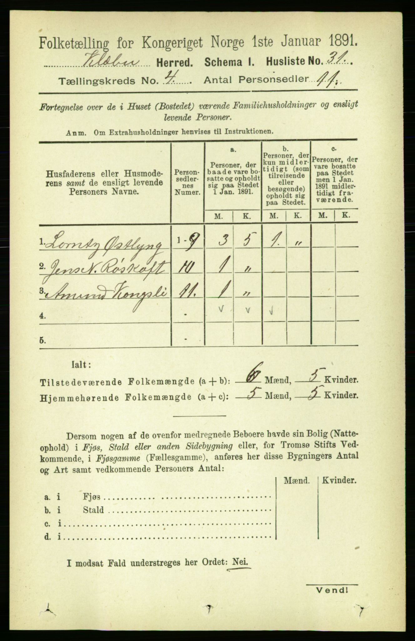 RA, 1891 census for 1662 Klæbu, 1891, p. 724