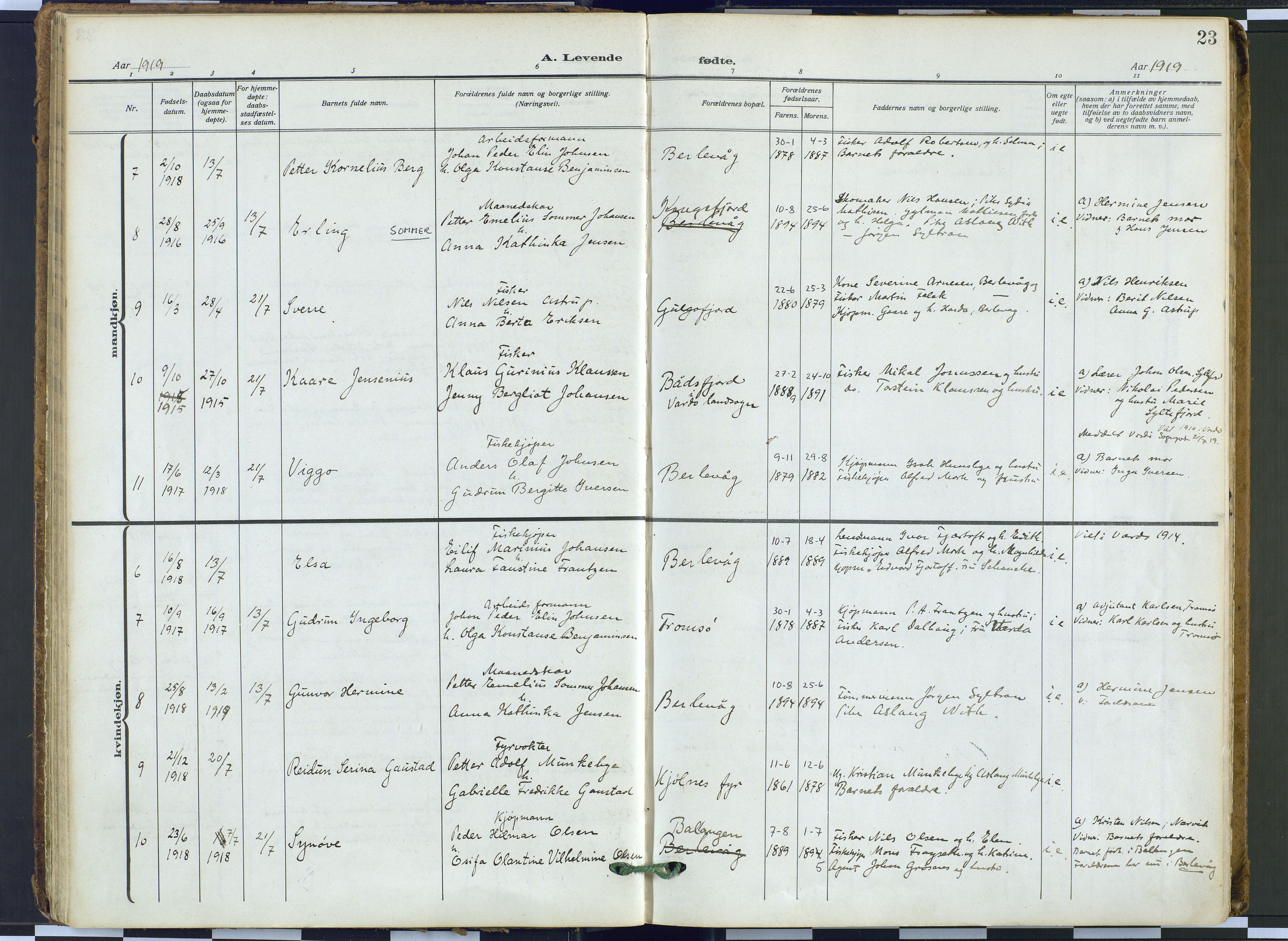 Tana sokneprestkontor, AV/SATØ-S-1334/H/Ha: Parish register (official) no. 9, 1914-1930, p. 23