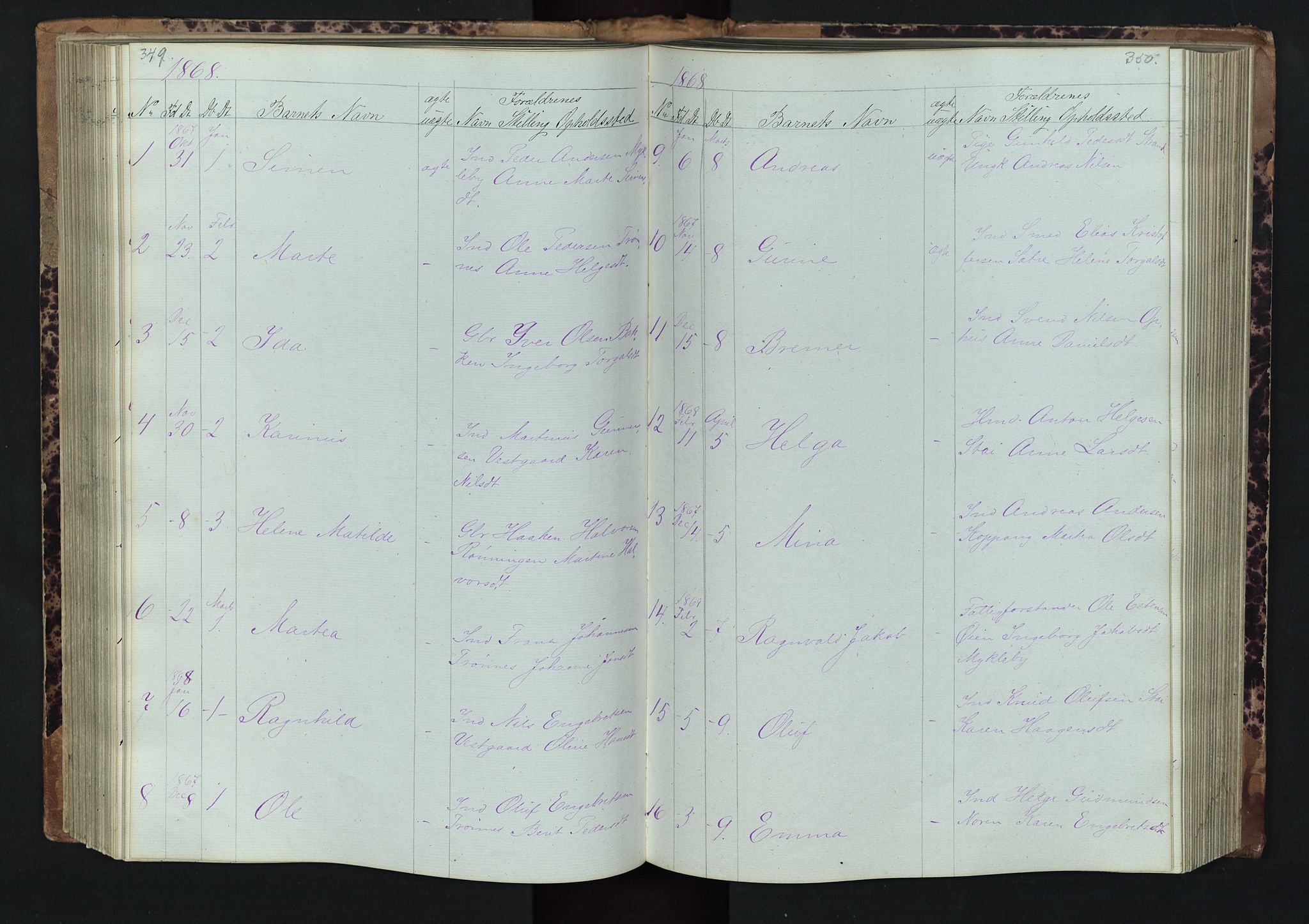 Stor-Elvdal prestekontor, SAH/PREST-052/H/Ha/Hab/L0001: Parish register (copy) no. 1 /1, 1860-1894, p. 349-350