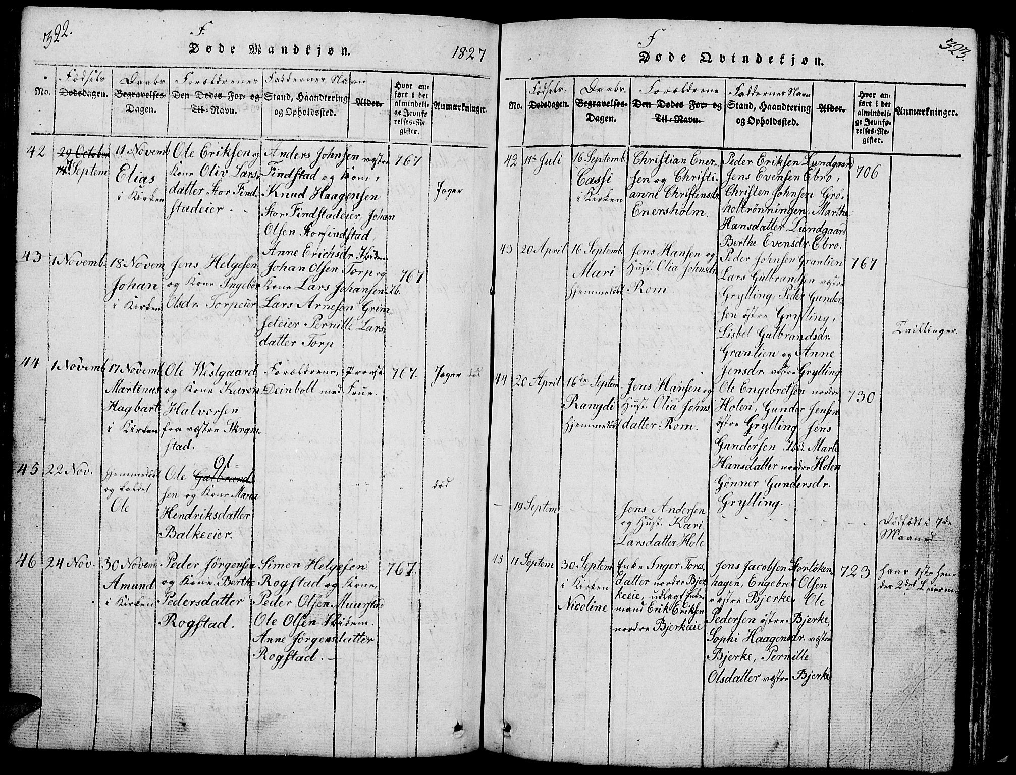 Løten prestekontor, AV/SAH-PREST-022/L/La/L0001: Parish register (copy) no. 1, 1812-1832, p. 322-323