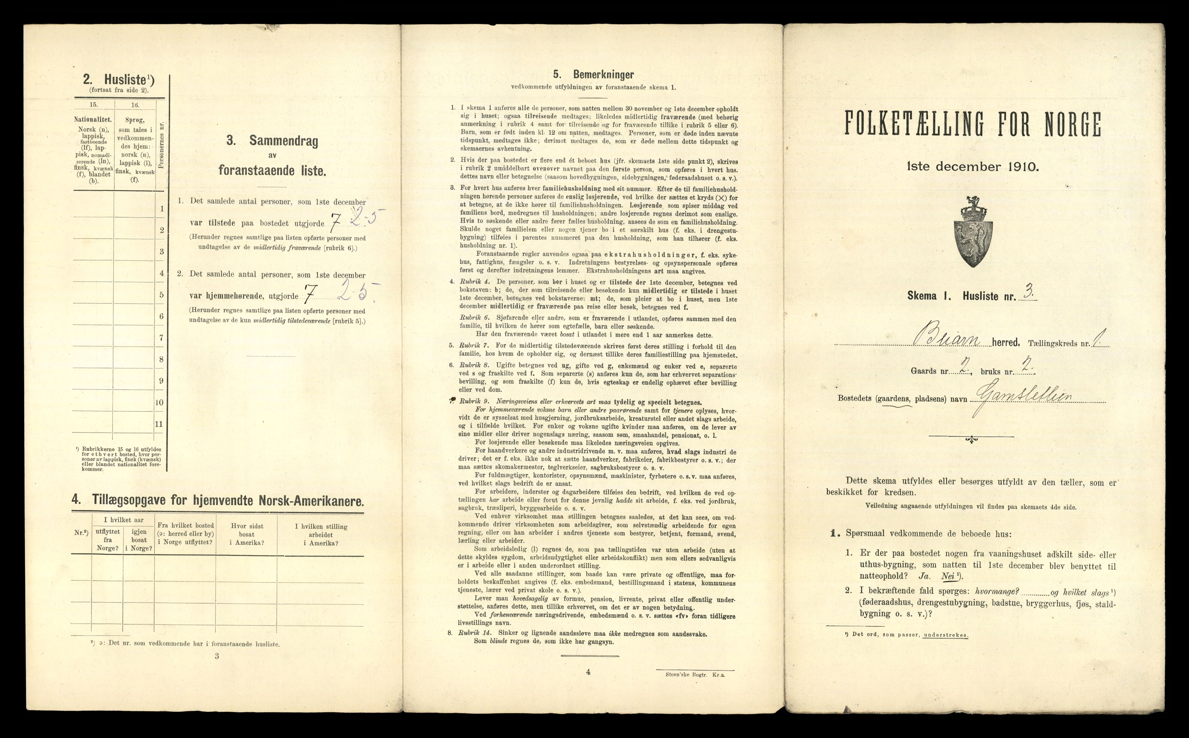 RA, 1910 census for Beiarn, 1910, p. 33