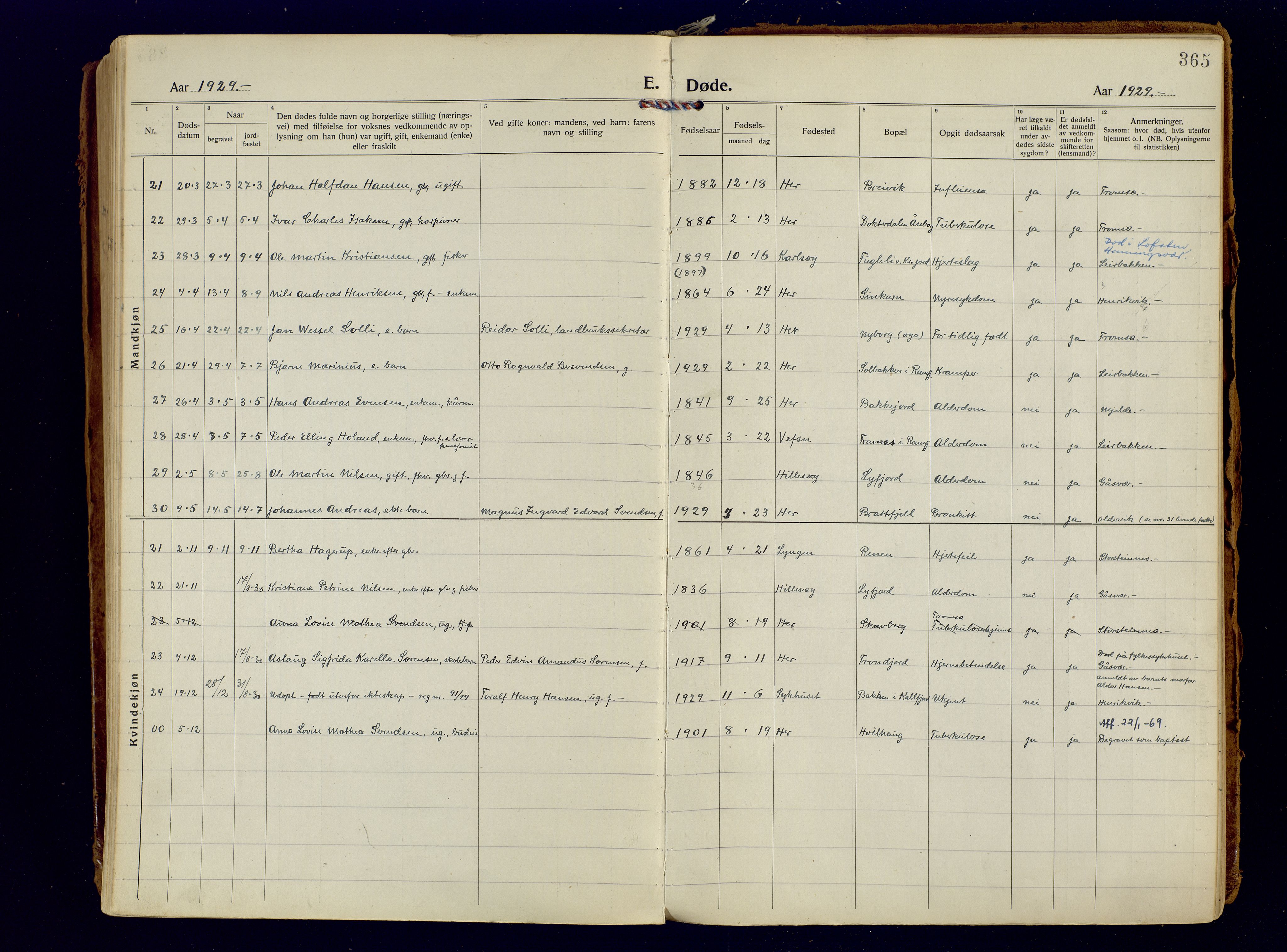 Tromsøysund sokneprestkontor, SATØ/S-1304/G/Ga/L0009kirke: Parish register (official) no. 9, 1922-1934, p. 365