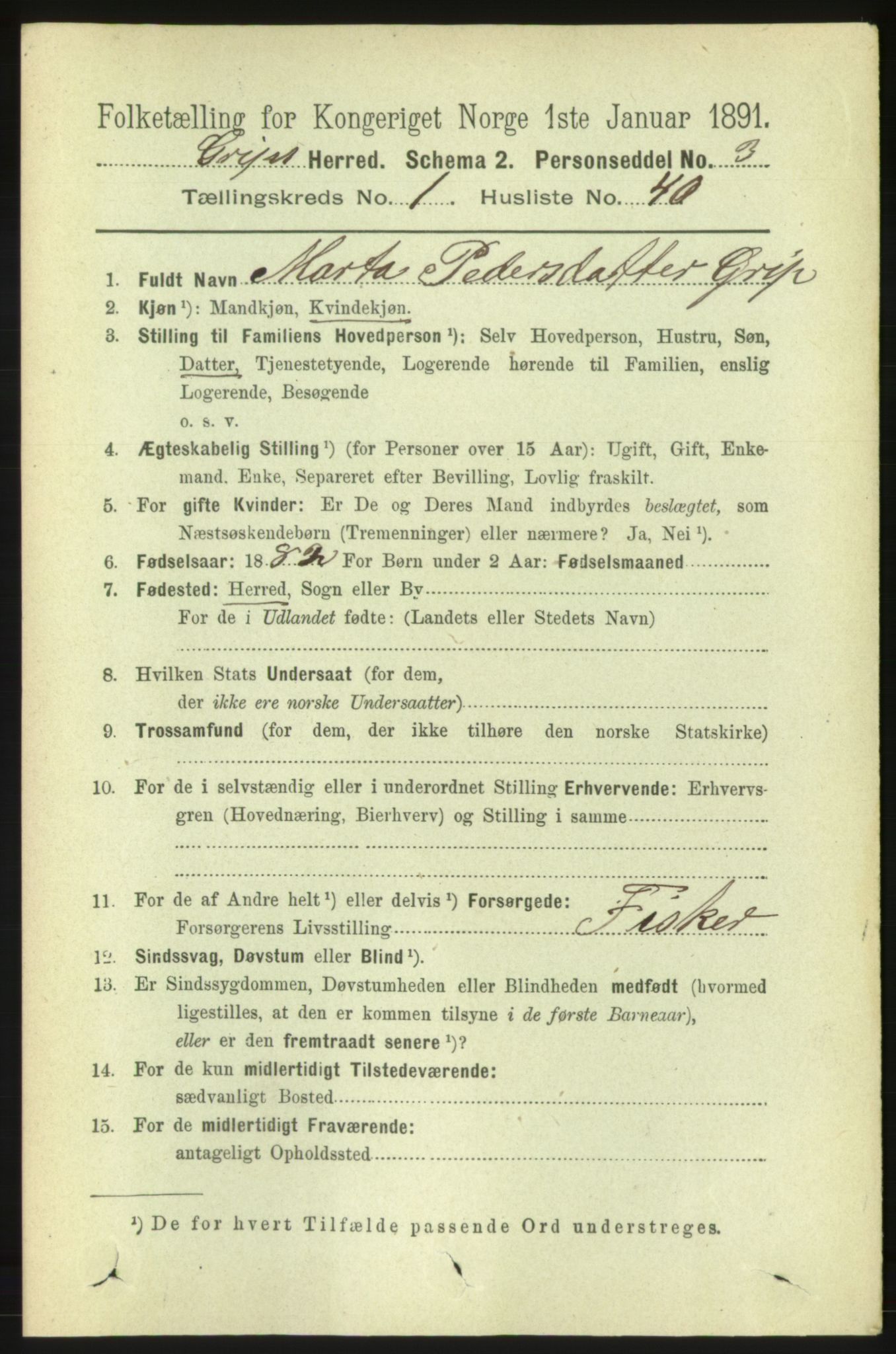 RA, 1891 census for 1556 Frei, 1891, p. 1842