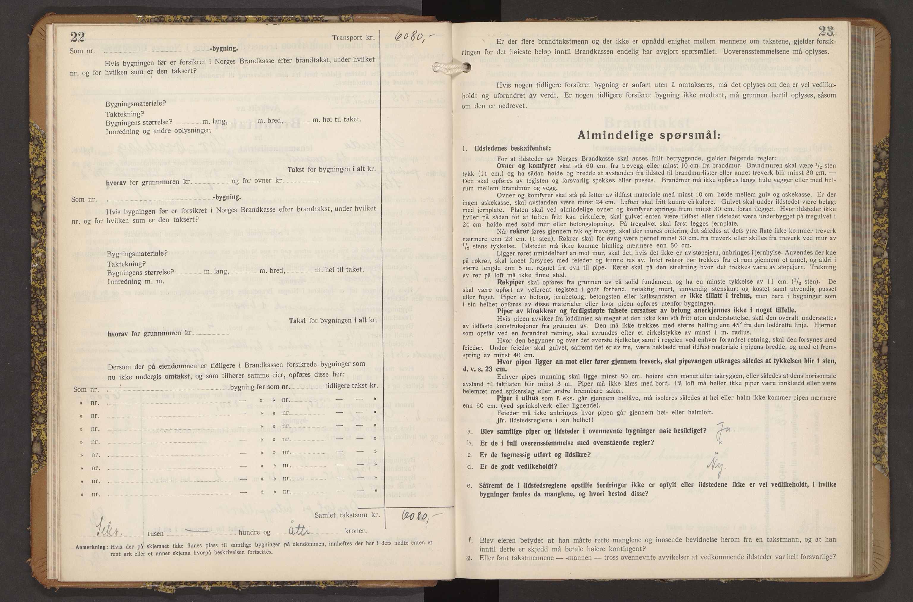 Norges Brannkasse Strinda, AV/SAT-A-5516/Fb/L0009: Branntakstprotokoll, 1940-1946, p. 22-23