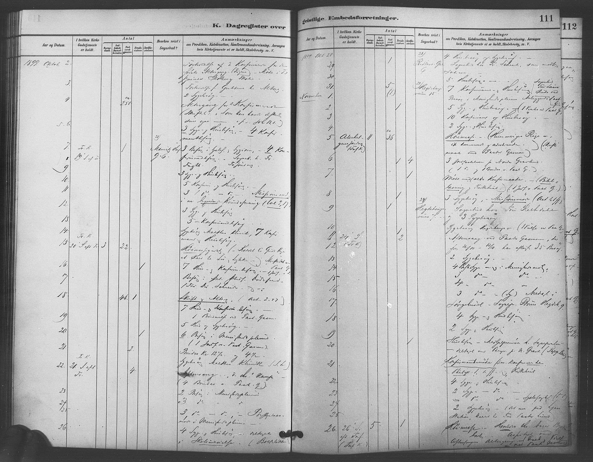 Trefoldighet prestekontor Kirkebøker, SAO/A-10882/I/Ia/L0004: Diary records no. 4, 1882-1901, p. 111