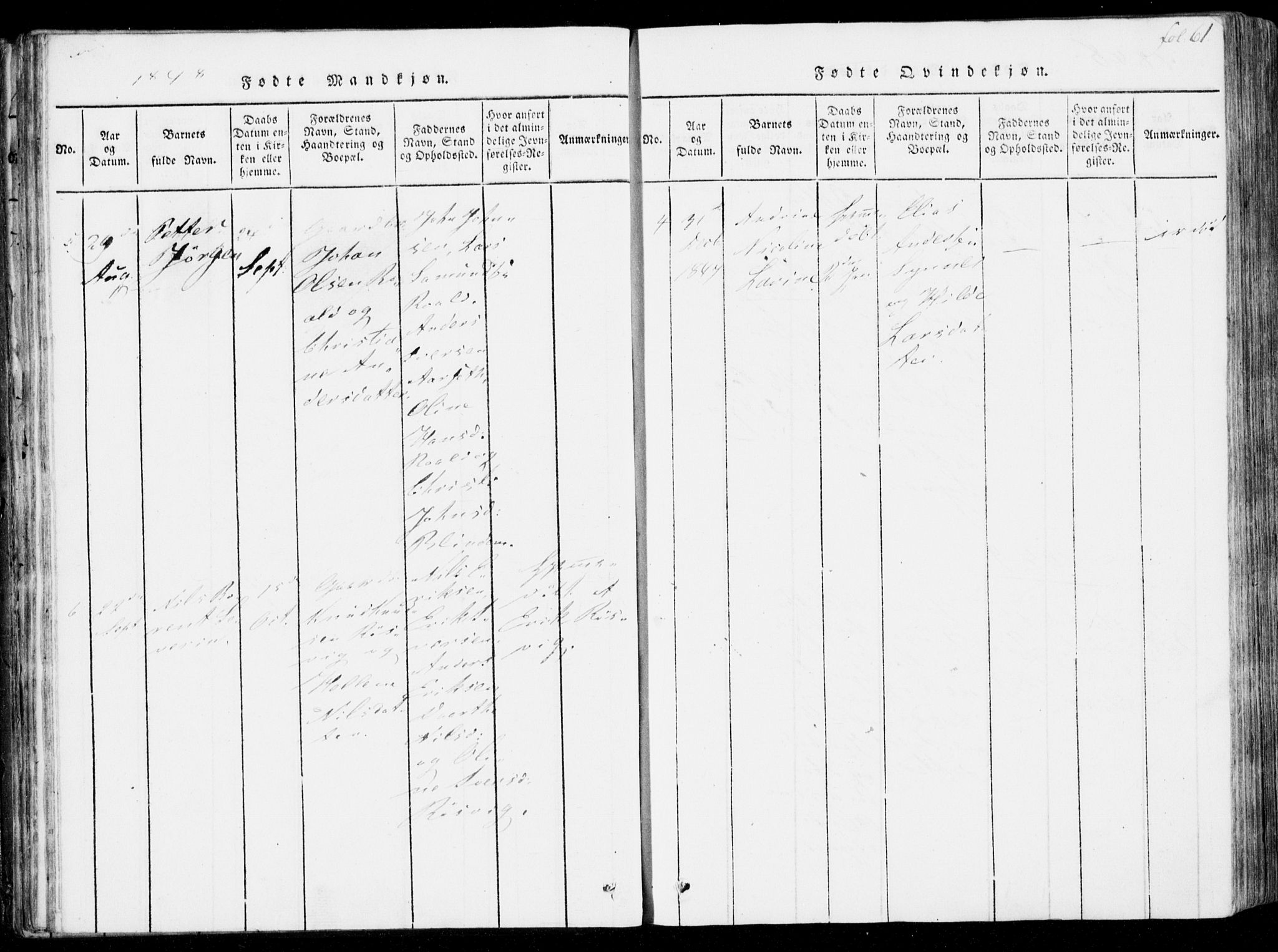 Ministerialprotokoller, klokkerbøker og fødselsregistre - Møre og Romsdal, SAT/A-1454/537/L0517: Parish register (official) no. 537A01, 1818-1862, p. 61