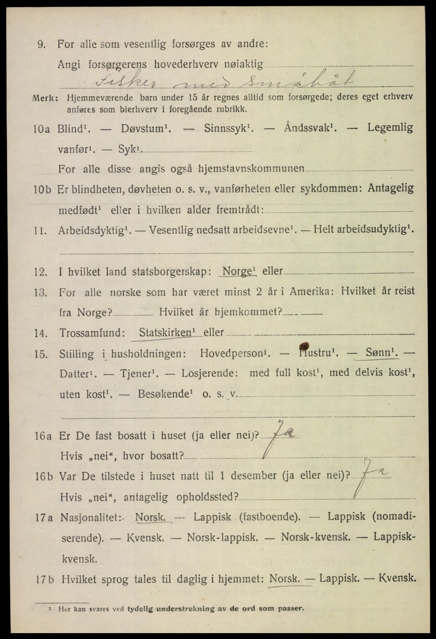 SAT, 1920 census for Vågan, 1920, p. 2828