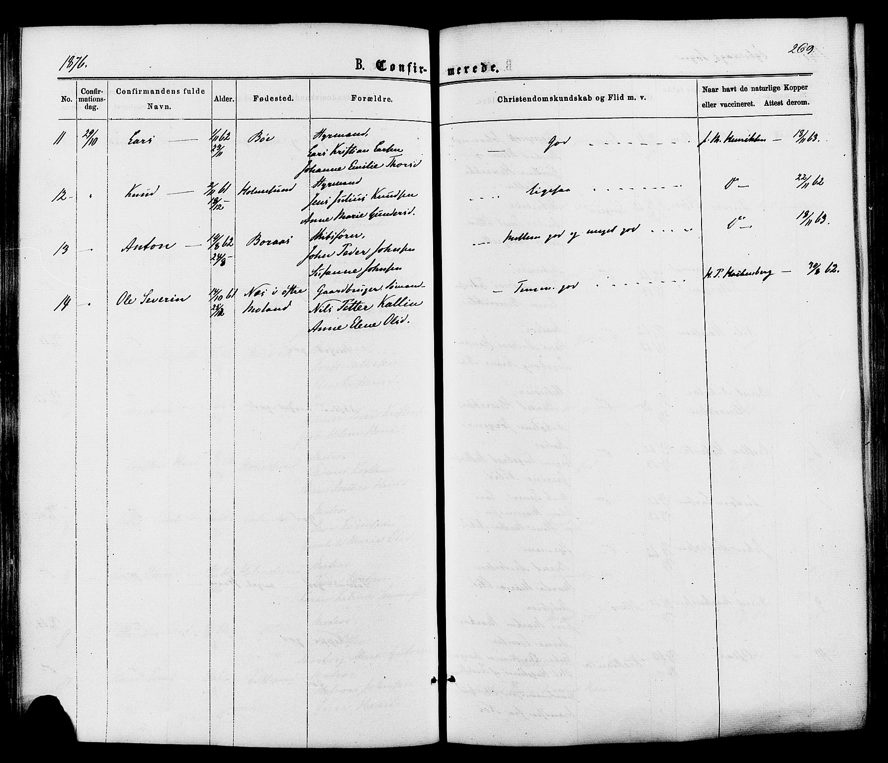 Dypvåg sokneprestkontor, AV/SAK-1111-0007/F/Fa/Faa/L0007: Parish register (official) no. A 7/ 1, 1872-1884, p. 269