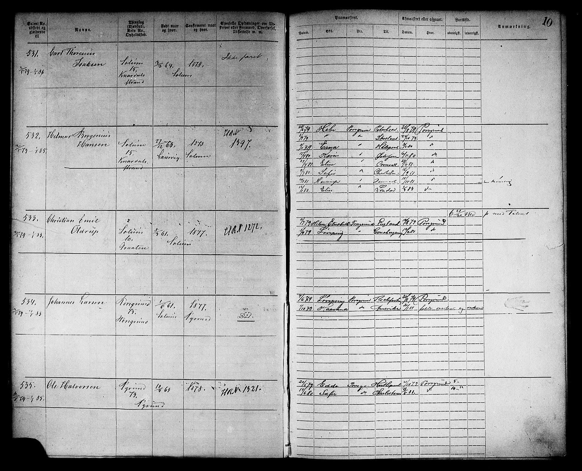 Porsgrunn innrulleringskontor, AV/SAKO-A-829/F/Fb/L0005: Annotasjonsrulle, 1878-1898, p. 12