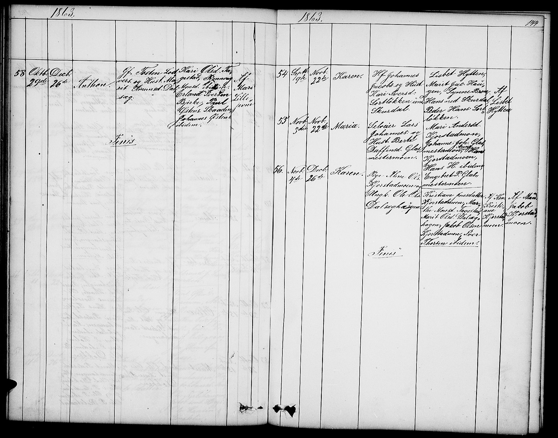 Sør-Fron prestekontor, SAH/PREST-010/H/Ha/Hab/L0001: Parish register (copy) no. 1, 1844-1863, p. 144