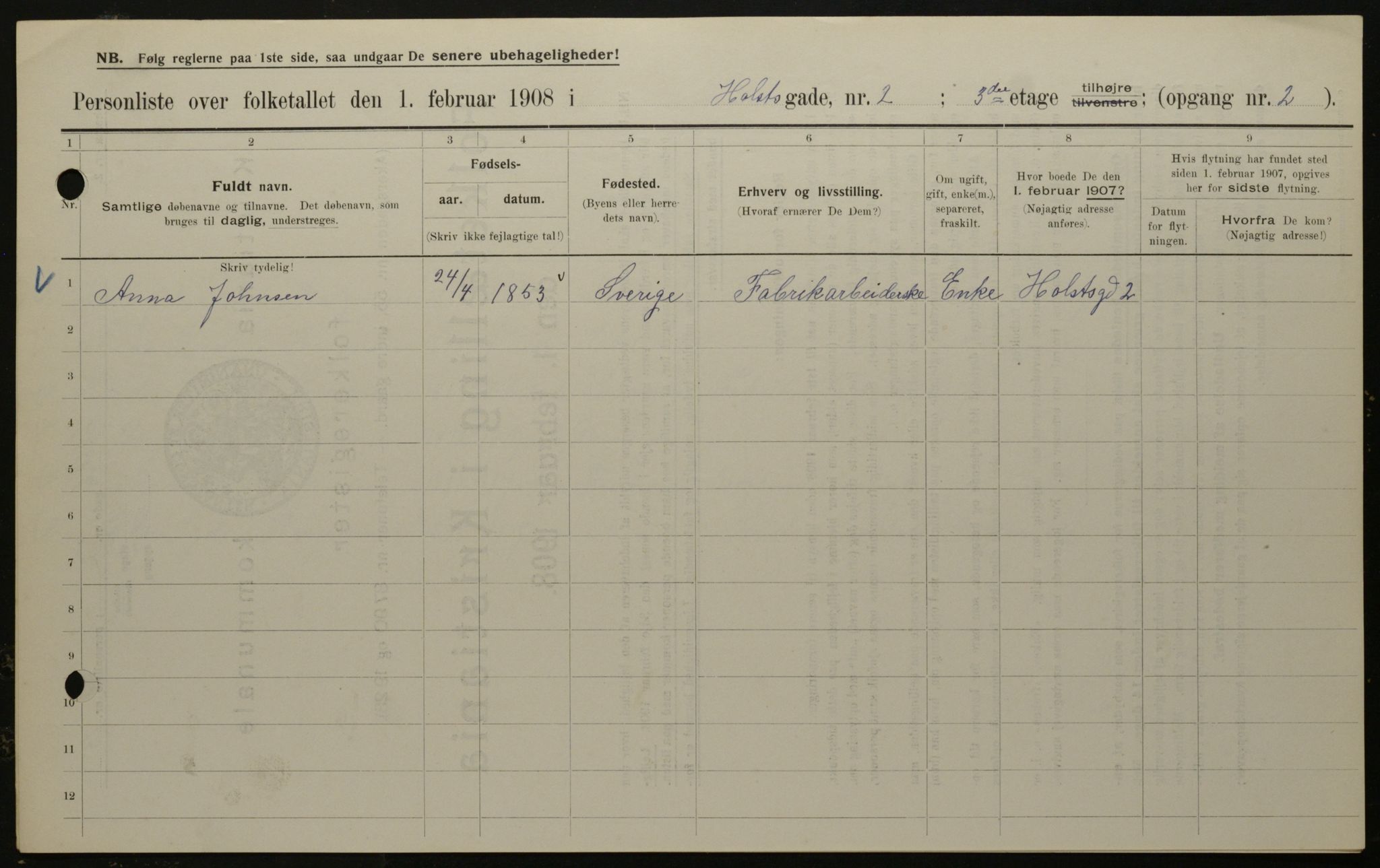 OBA, Municipal Census 1908 for Kristiania, 1908, p. 36819