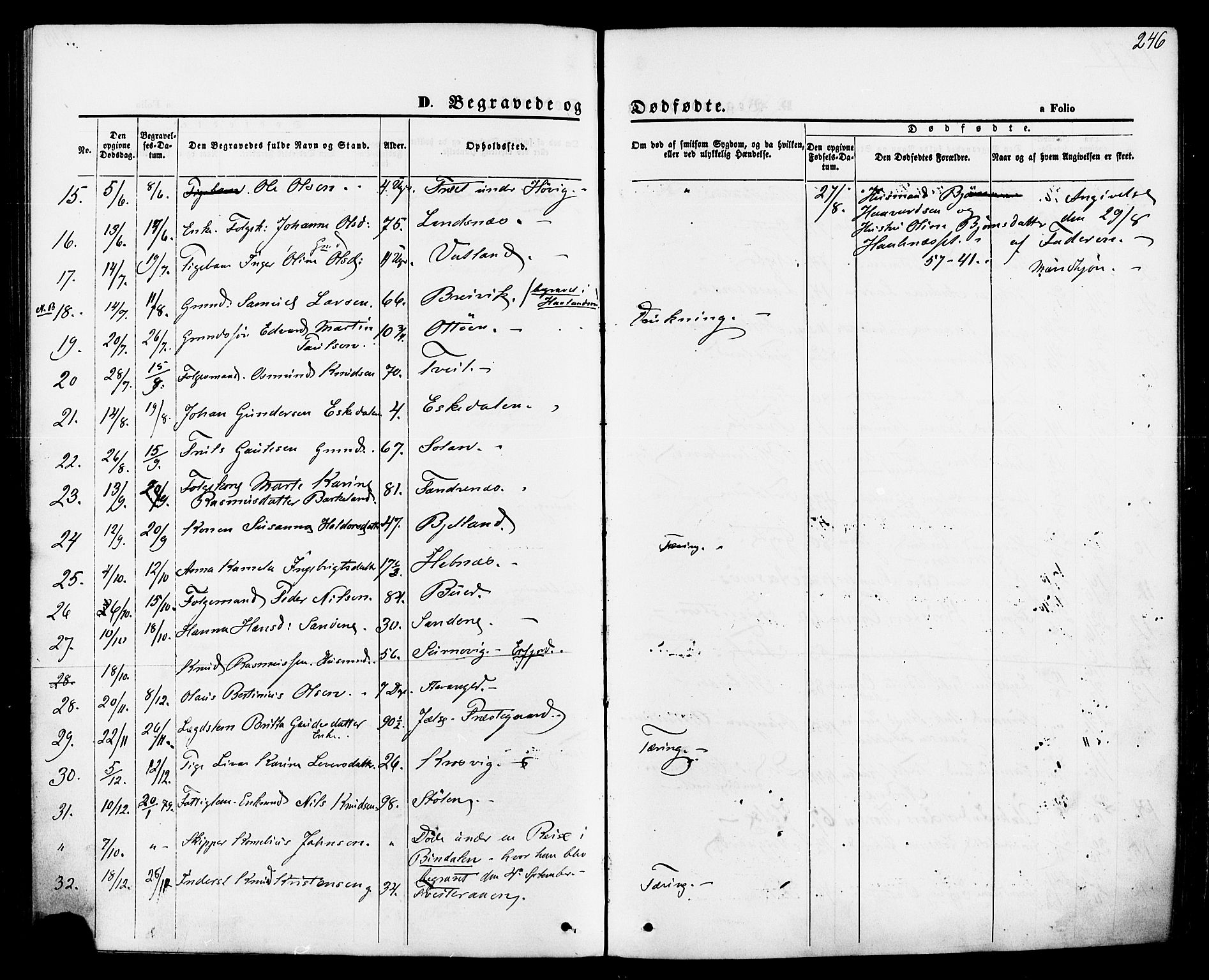 Jelsa sokneprestkontor, AV/SAST-A-101842/01/IV: Parish register (official) no. A 8, 1867-1883, p. 246