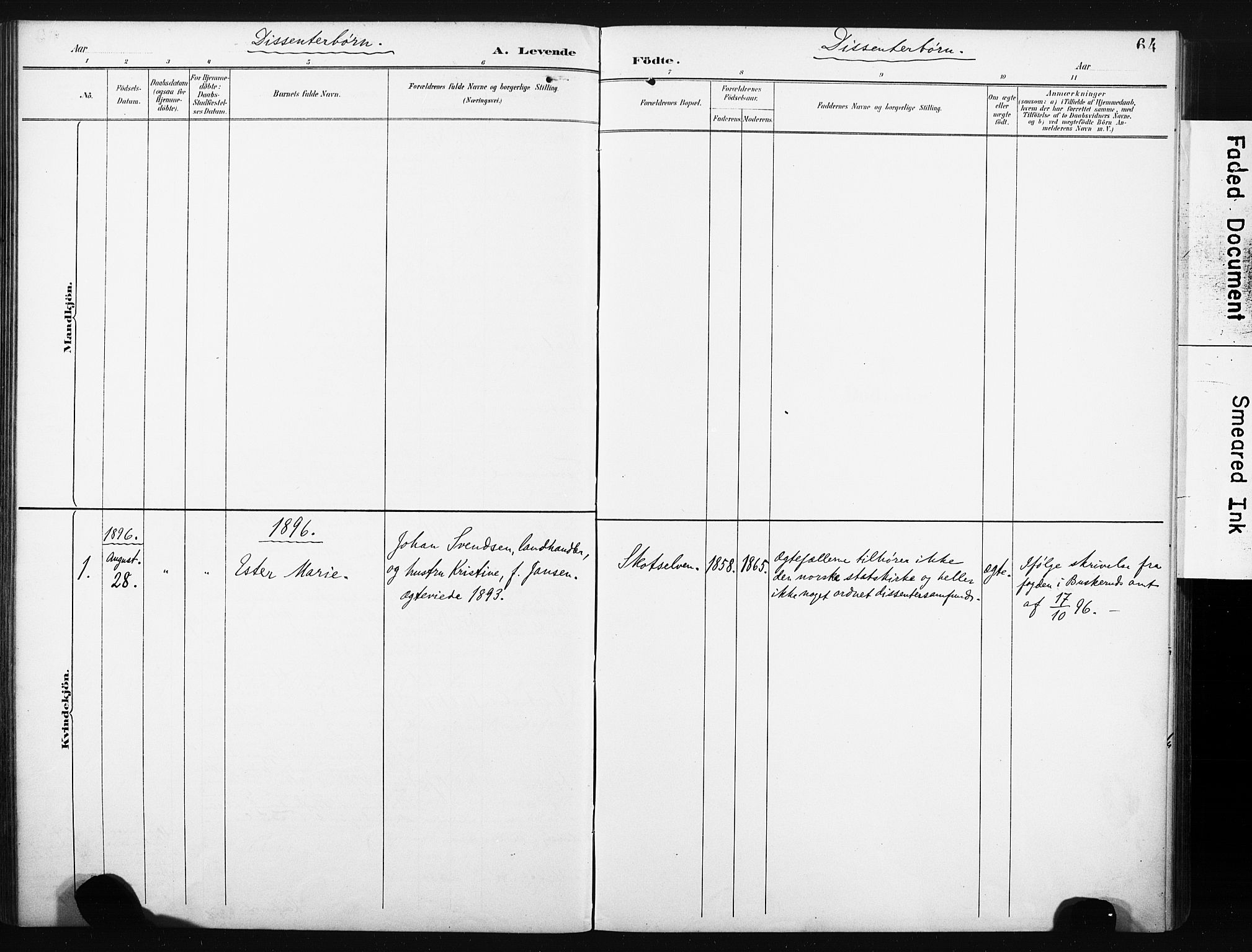Eiker kirkebøker, SAKO/A-4/F/Fc/L0002: Parish register (official) no. III 2, 1889-1897, p. 64