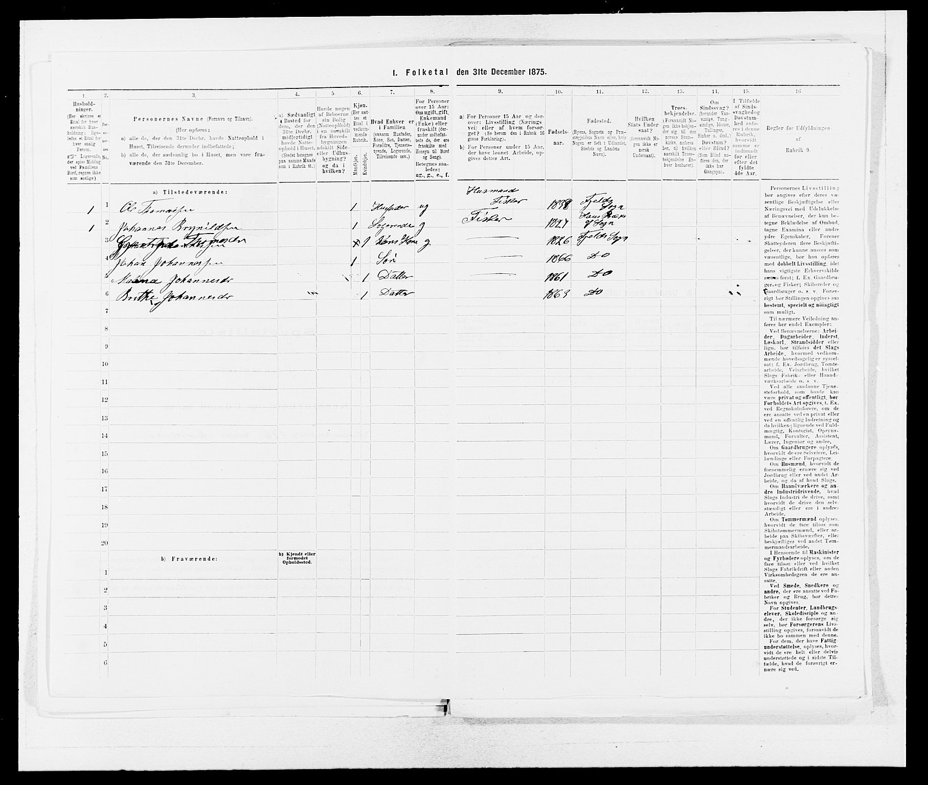 SAB, 1875 census for 1246P Fjell, 1875, p. 431