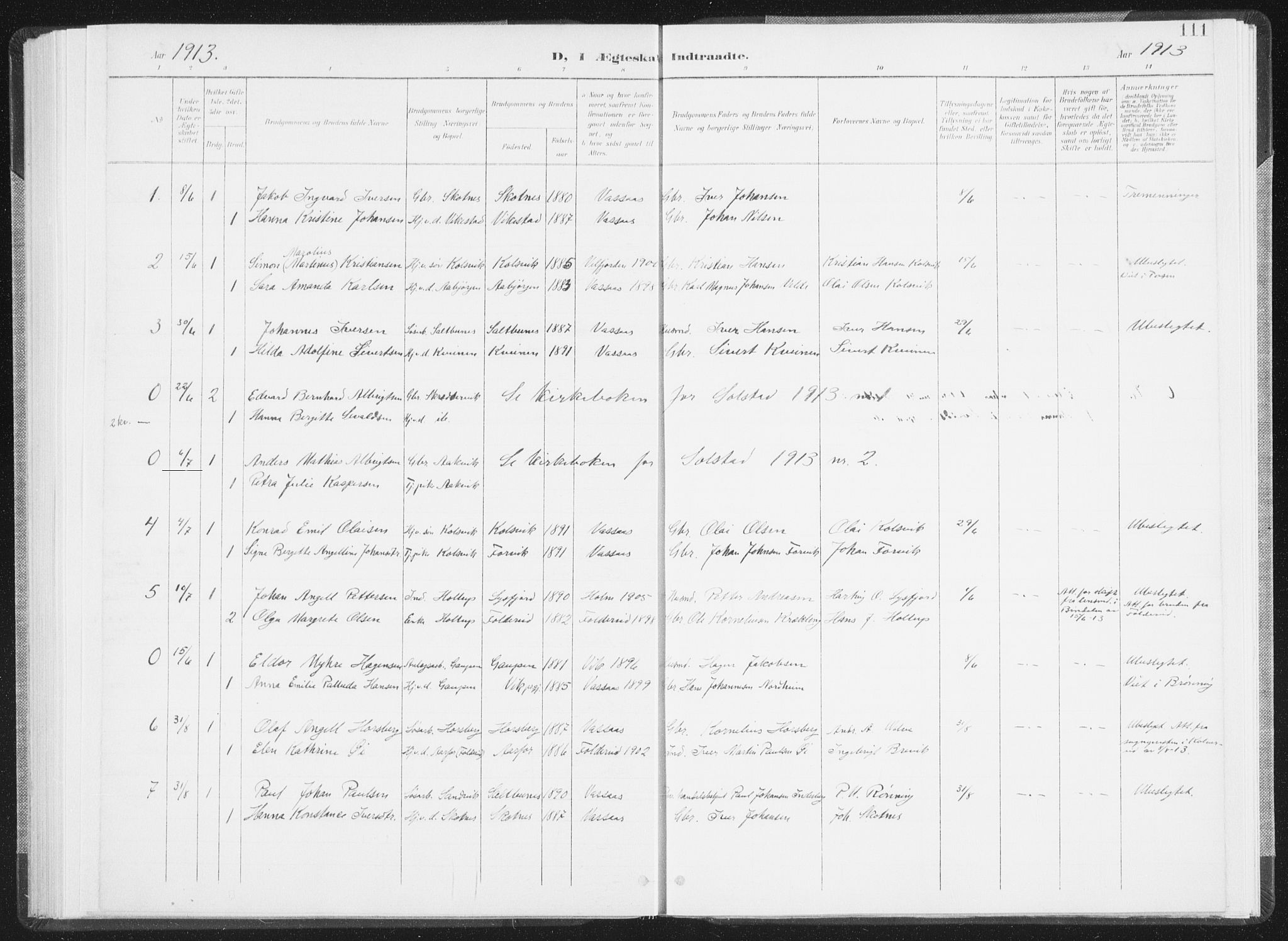 Ministerialprotokoller, klokkerbøker og fødselsregistre - Nordland, AV/SAT-A-1459/810/L0153: Parish register (official) no. 810A12, 1899-1914, p. 111