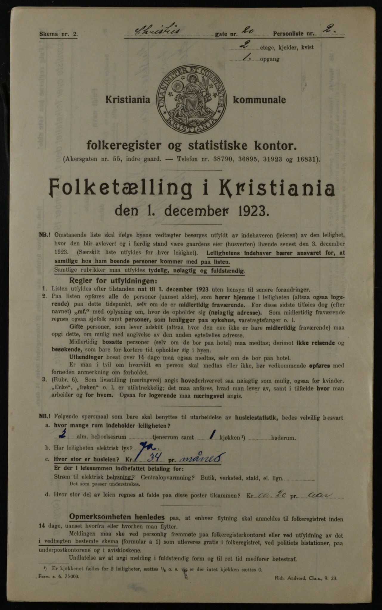 OBA, Municipal Census 1923 for Kristiania, 1923, p. 13673