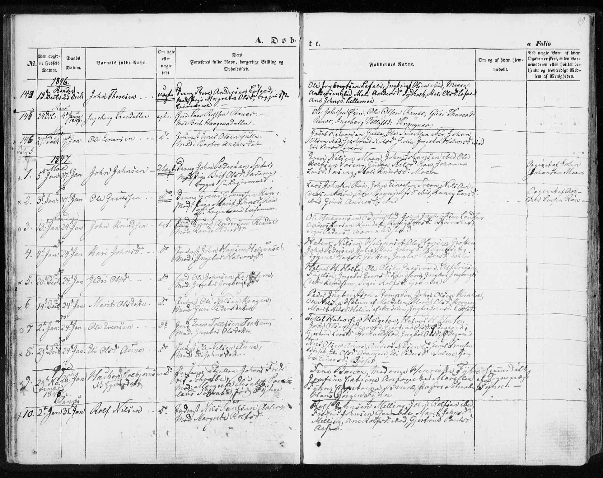 Ministerialprotokoller, klokkerbøker og fødselsregistre - Møre og Romsdal, SAT/A-1454/595/L1043: Parish register (official) no. 595A05, 1843-1851, p. 39