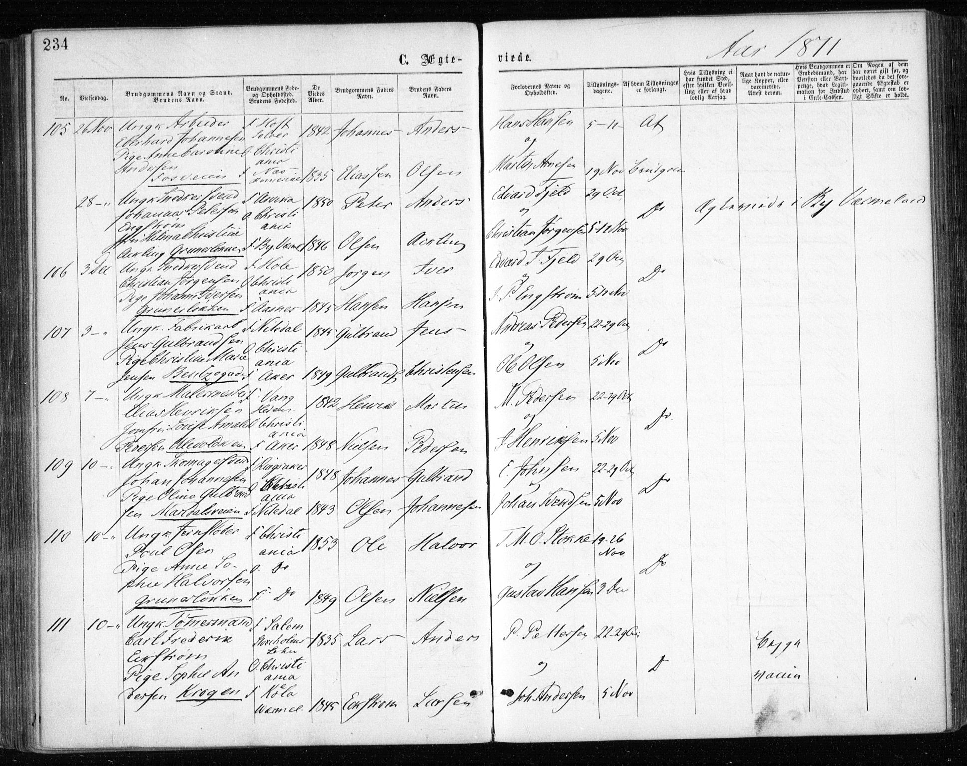 Gamle Aker prestekontor Kirkebøker, AV/SAO-A-10617a/F/L0003: Parish register (official) no. 3, 1865-1873, p. 234