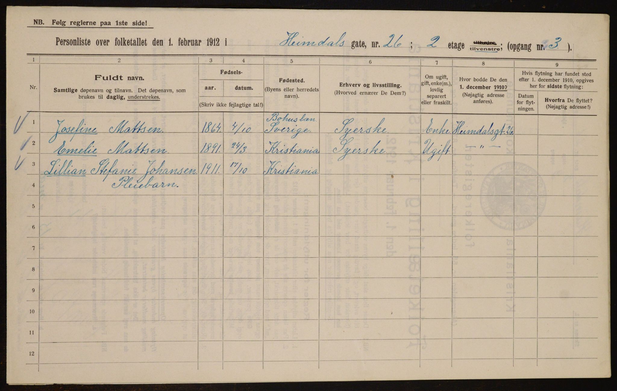 OBA, Municipal Census 1912 for Kristiania, 1912, p. 37194