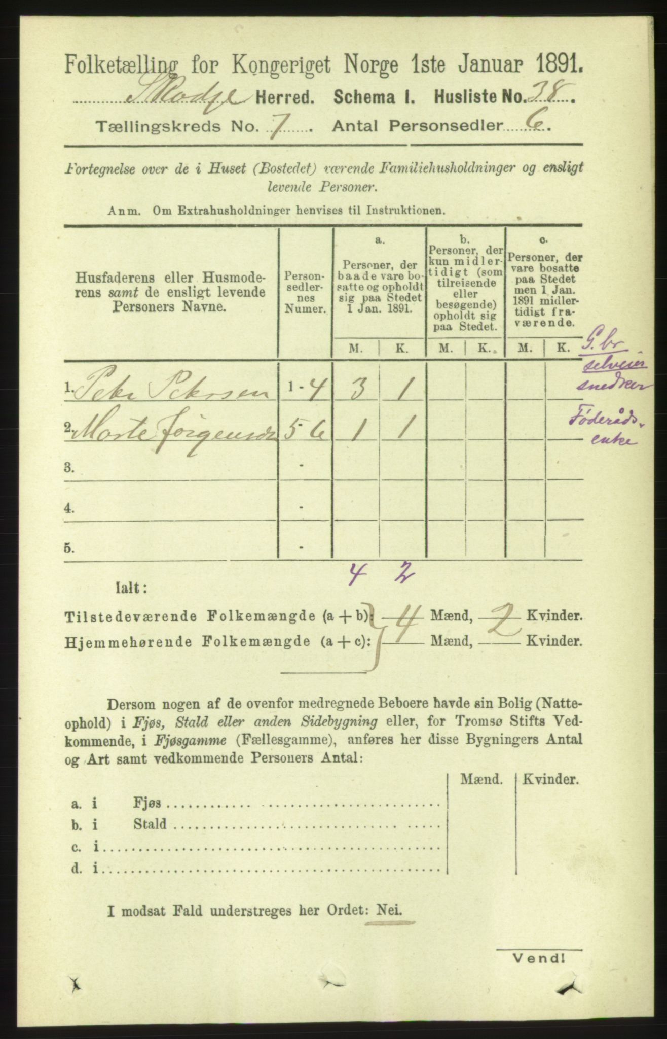 RA, 1891 census for 1529 Skodje, 1891, p. 1408