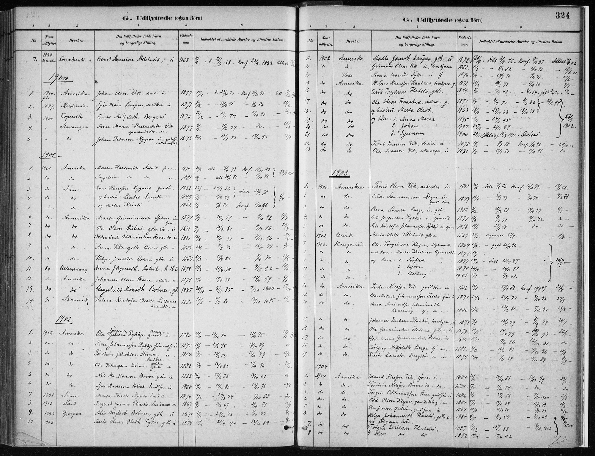 Kvam sokneprestembete, SAB/A-76201/H/Haa: Parish register (official) no. C  1, 1880-1906, p. 324