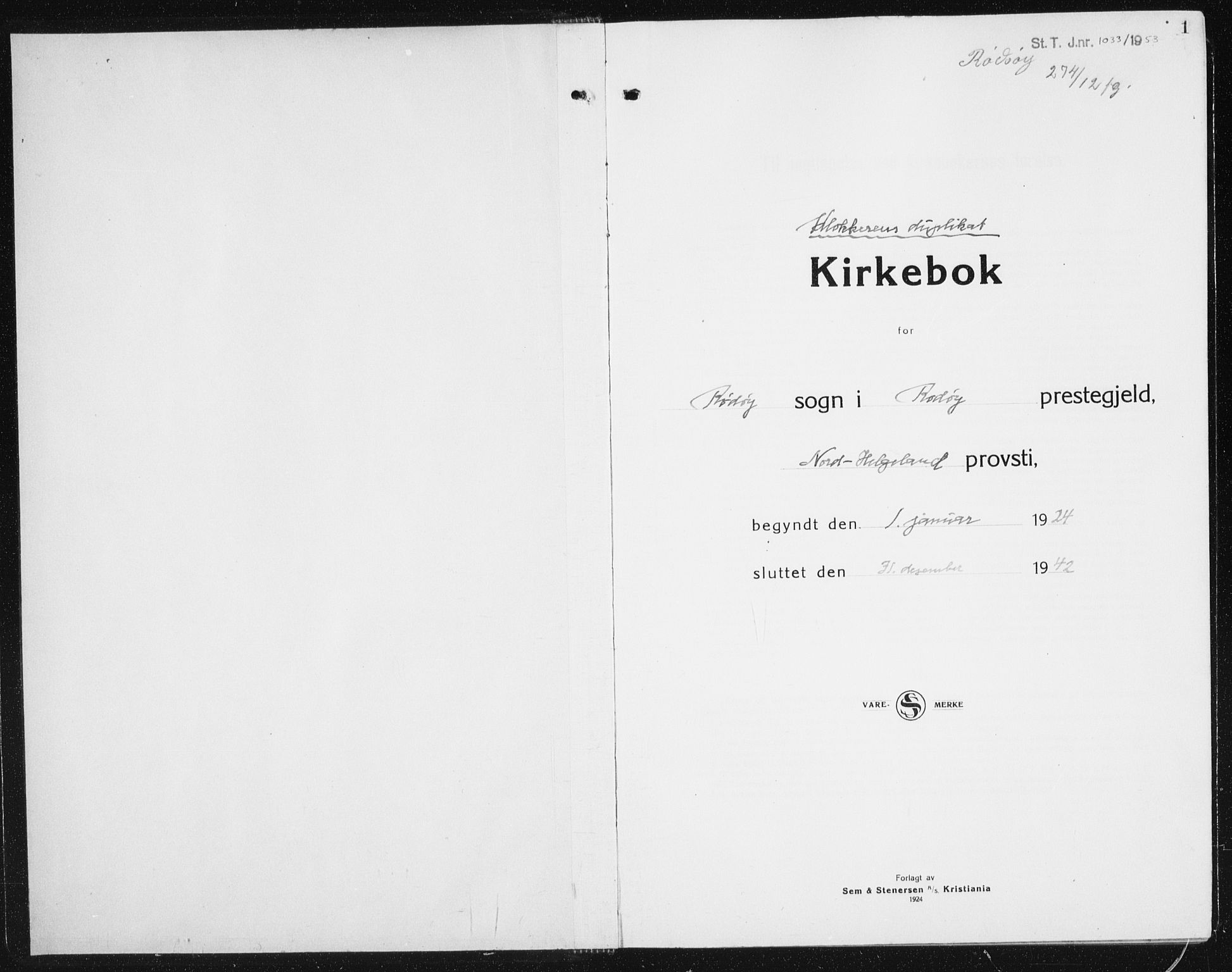 Ministerialprotokoller, klokkerbøker og fødselsregistre - Nordland, AV/SAT-A-1459/841/L0622: Parish register (copy) no. 841C06, 1924-1942, p. 1