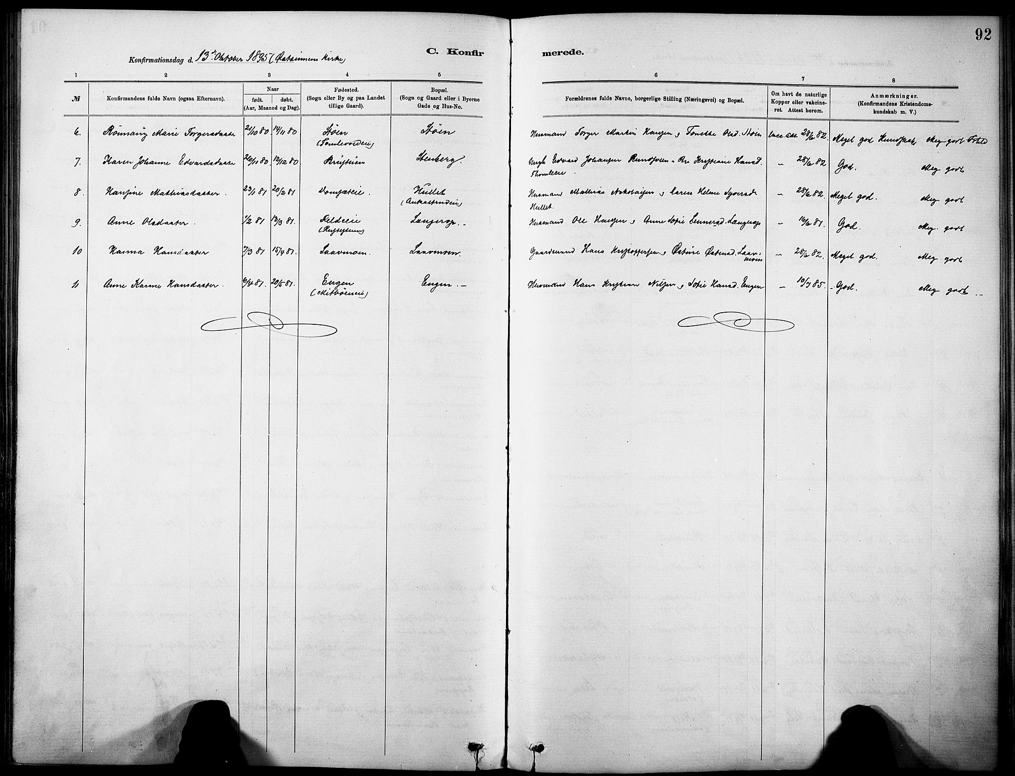 Nordre Land prestekontor, SAH/PREST-124/H/Ha/Haa/L0005: Parish register (official) no. 5, 1882-1903, p. 92