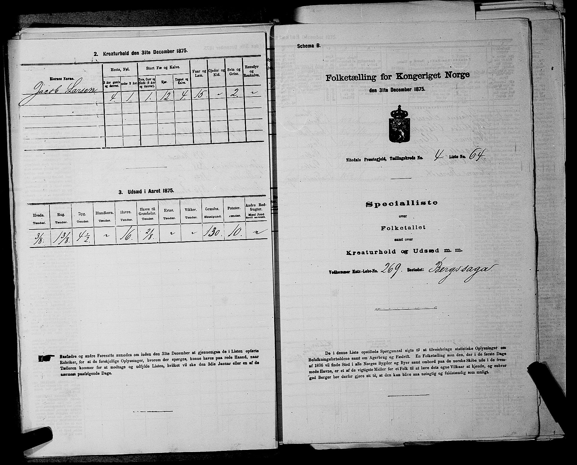 RA, 1875 census for 0233P Nittedal, 1875, p. 749