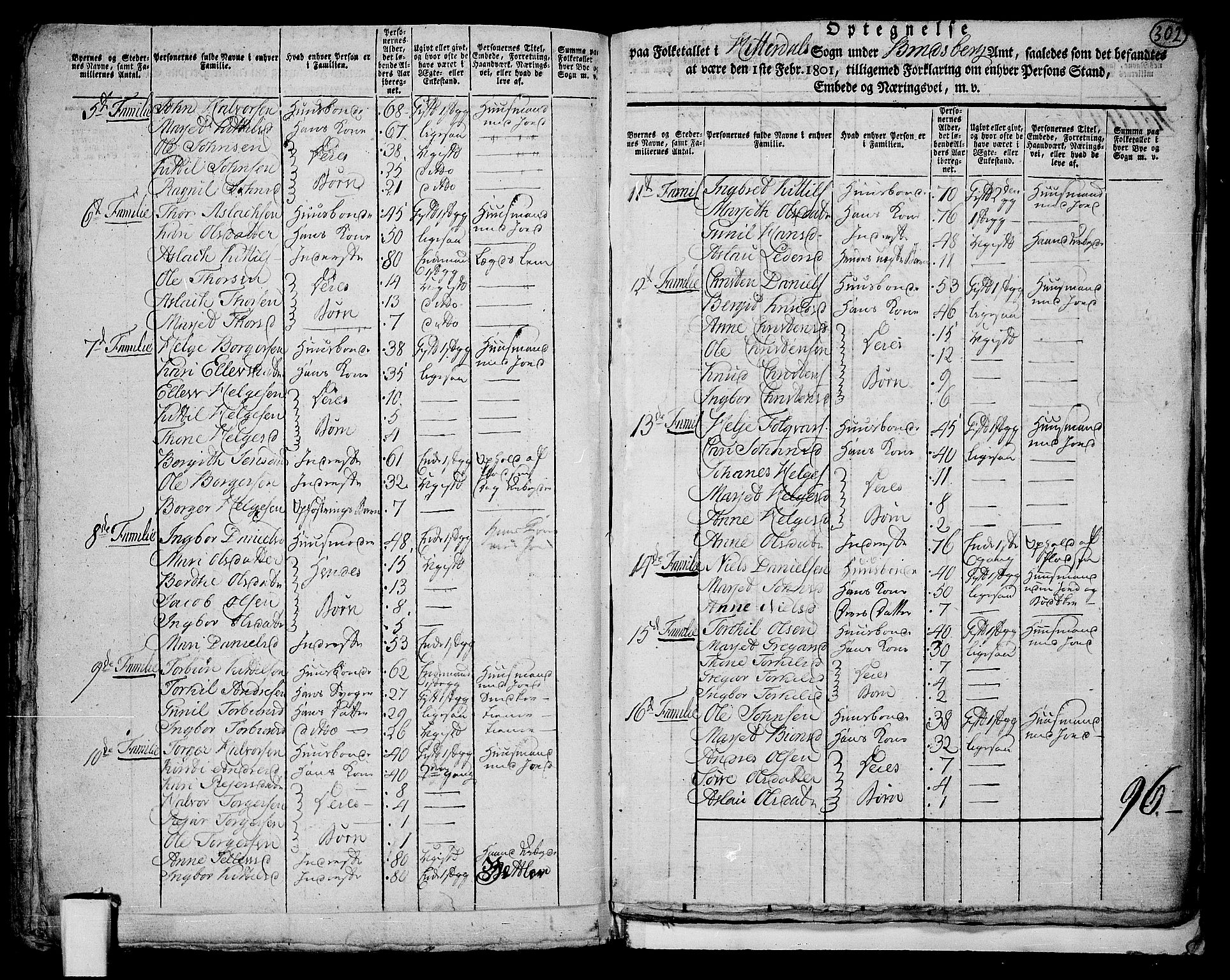 RA, 1801 census for 0823P Heddal, 1801, p. 301b-302a