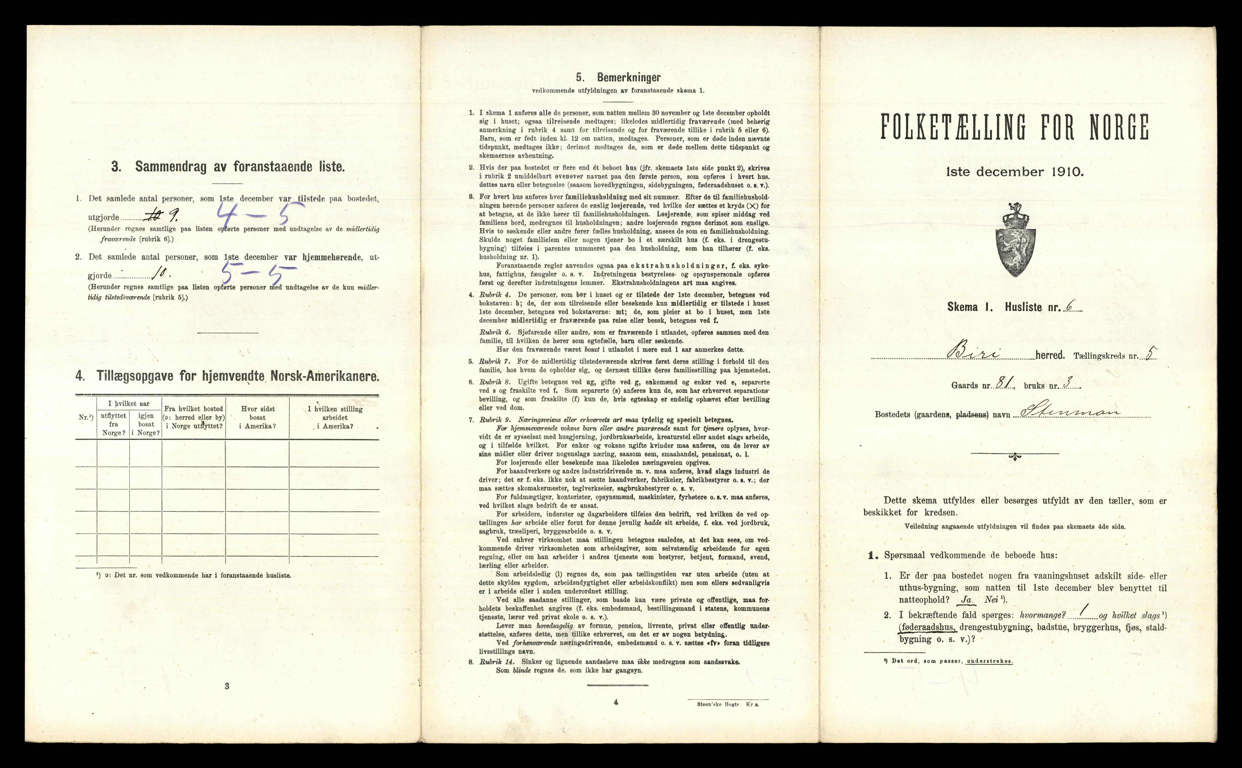 RA, 1910 census for Biri, 1910, p. 839