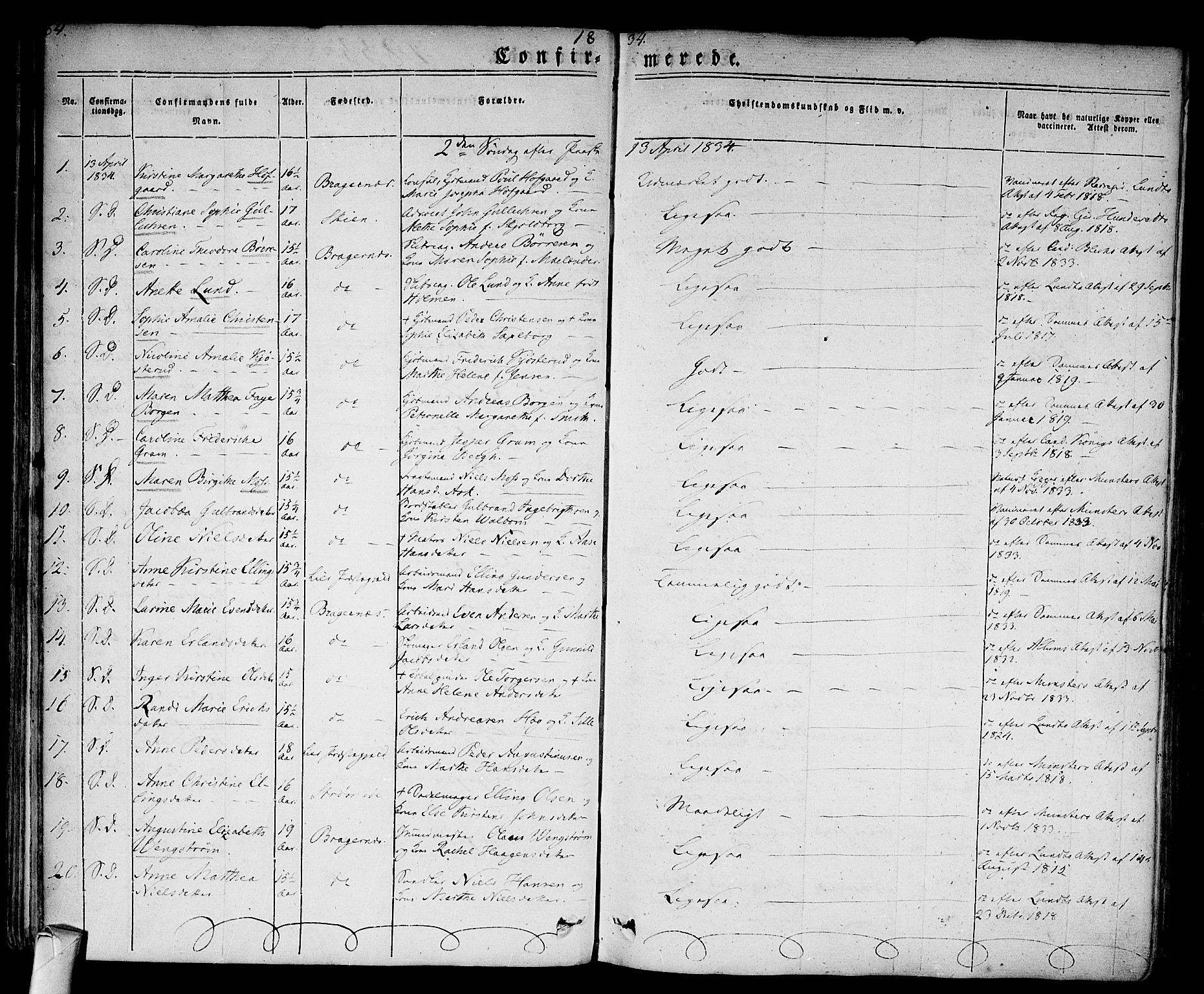 Bragernes kirkebøker, SAKO/A-6/F/Fc/L0001: Parish register (official) no. III 1, 1830-1853, p. 64