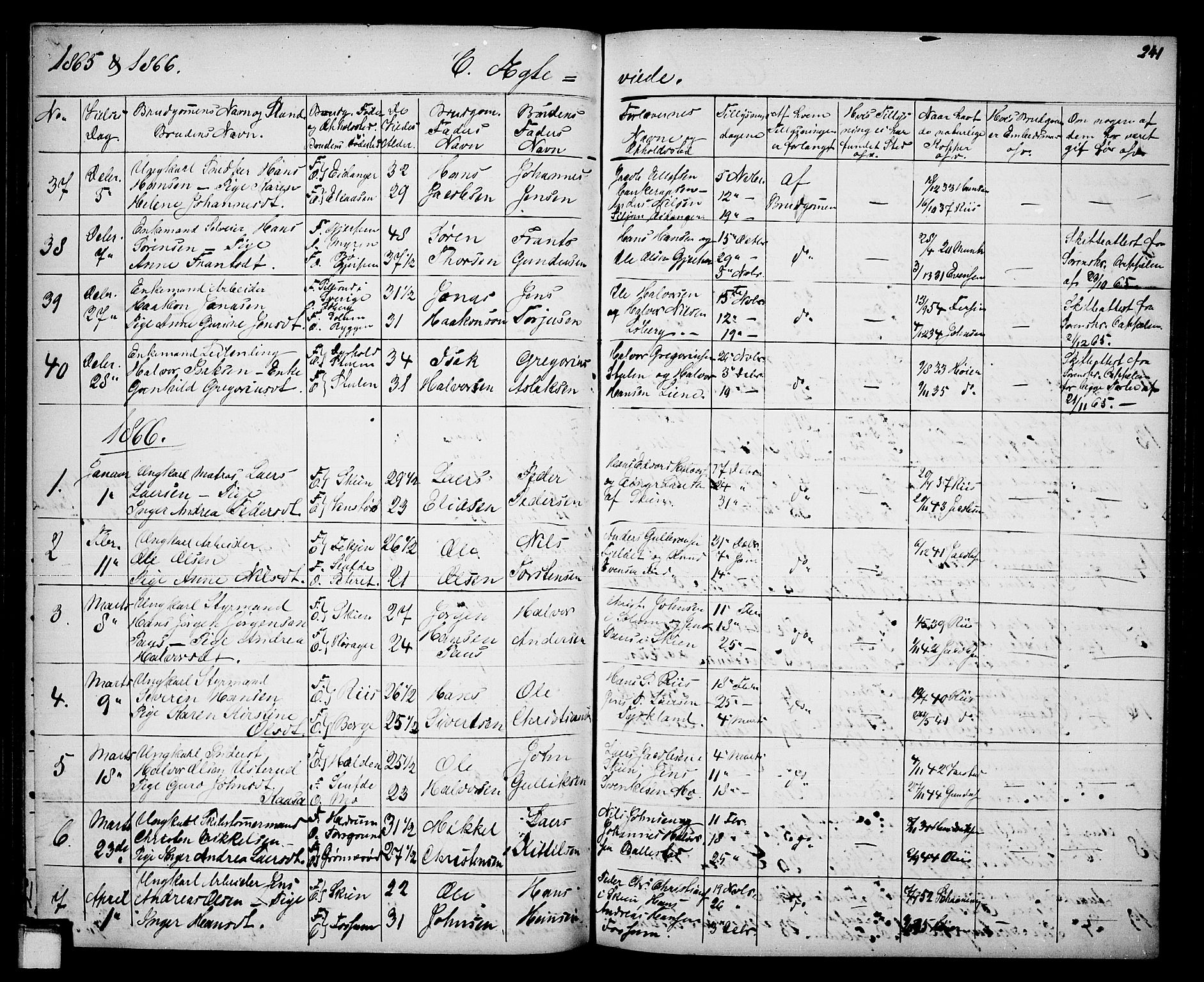 Gjerpen kirkebøker, SAKO/A-265/G/Ga/L0001: Parish register (copy) no. I 1, 1864-1882, p. 241