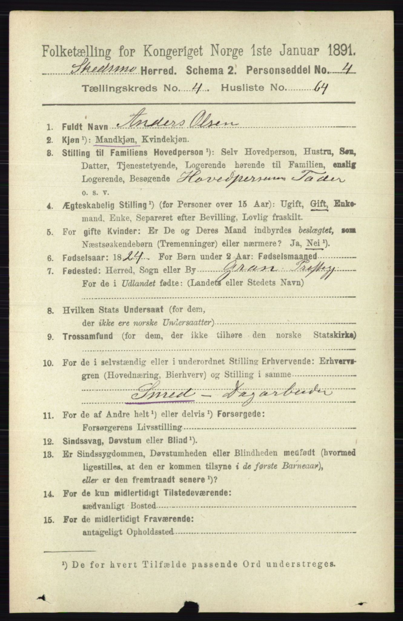 RA, 1891 census for 0231 Skedsmo, 1891, p. 2241