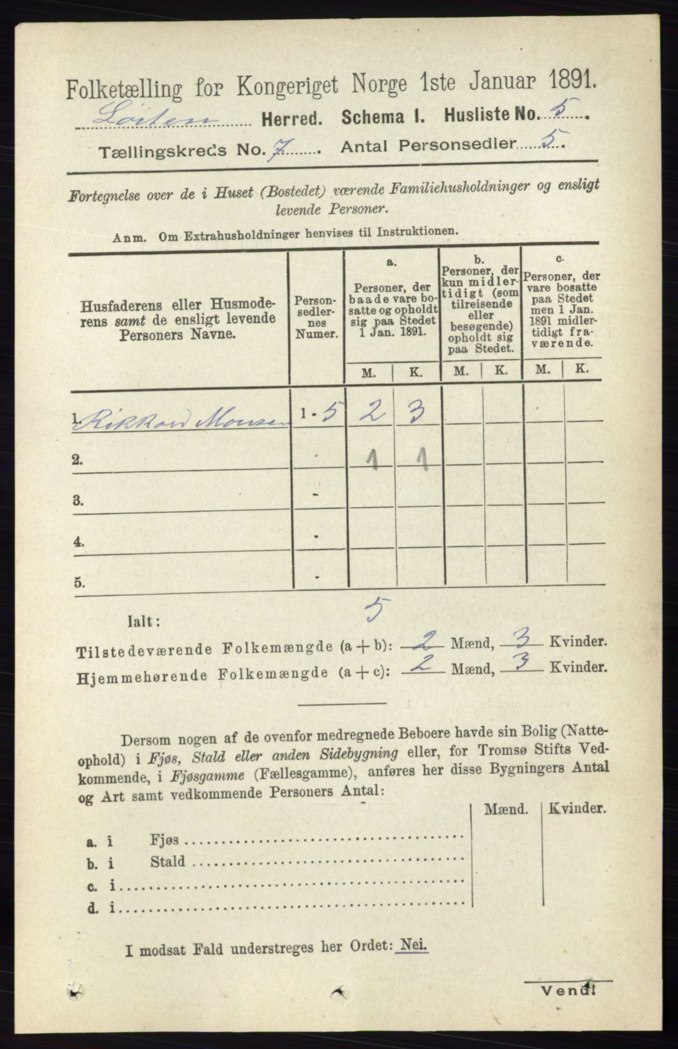 RA, 1891 census for 0415 Løten, 1891, p. 4273